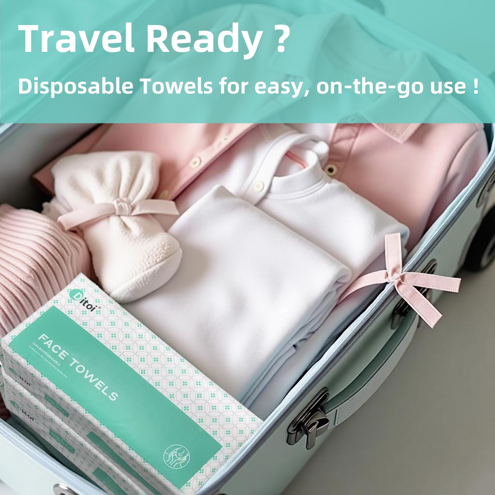 Ditoi Disposable Face Towels,Ultra Soft &Thick Face Dry Wipes for Makeup Removal & Skincare,Vscose Fiber Facial Coths for Women Daily Cleansing,60 Count