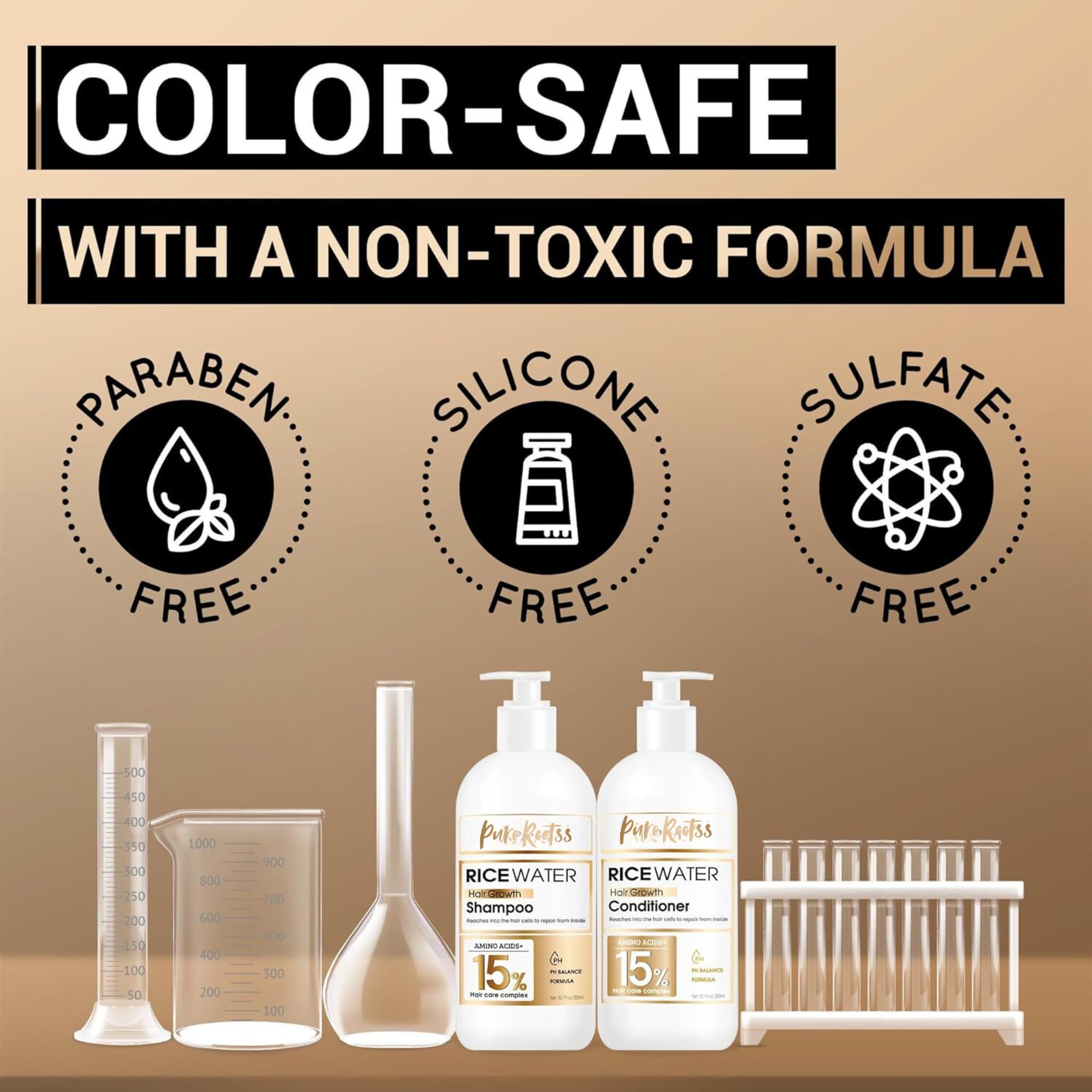 Rice Water Shampoo and Conditioner Set for Thinning Hair - with Natural Ingredients including Biotin and Caffeine, Men and Women