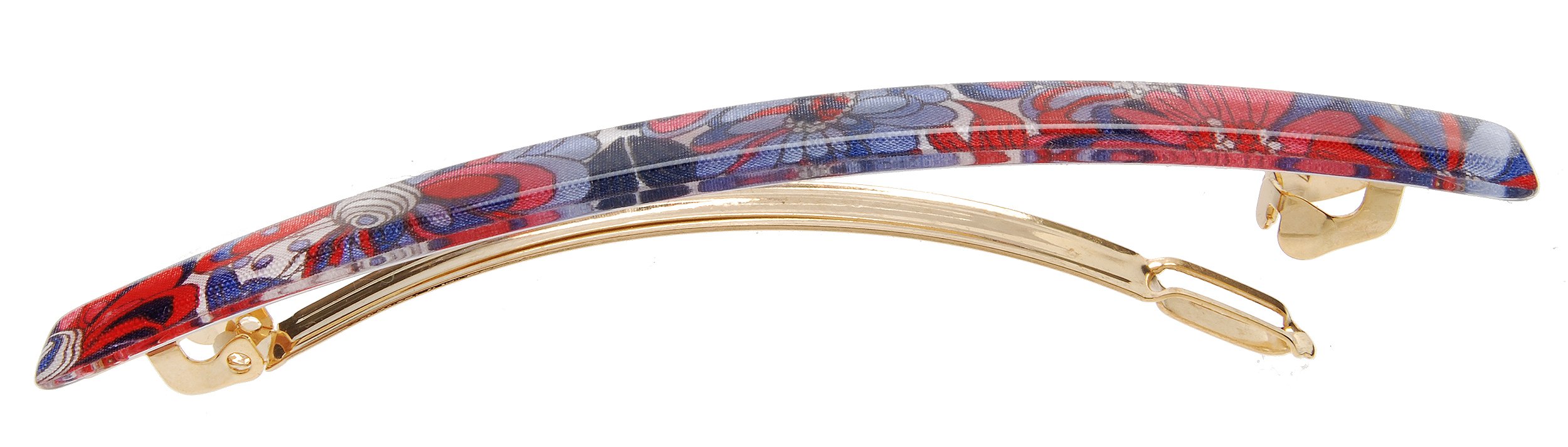 Splash Garden Red/Blue : France Luxe Long and Skinny Barrette - Splash Garden Red/Blue