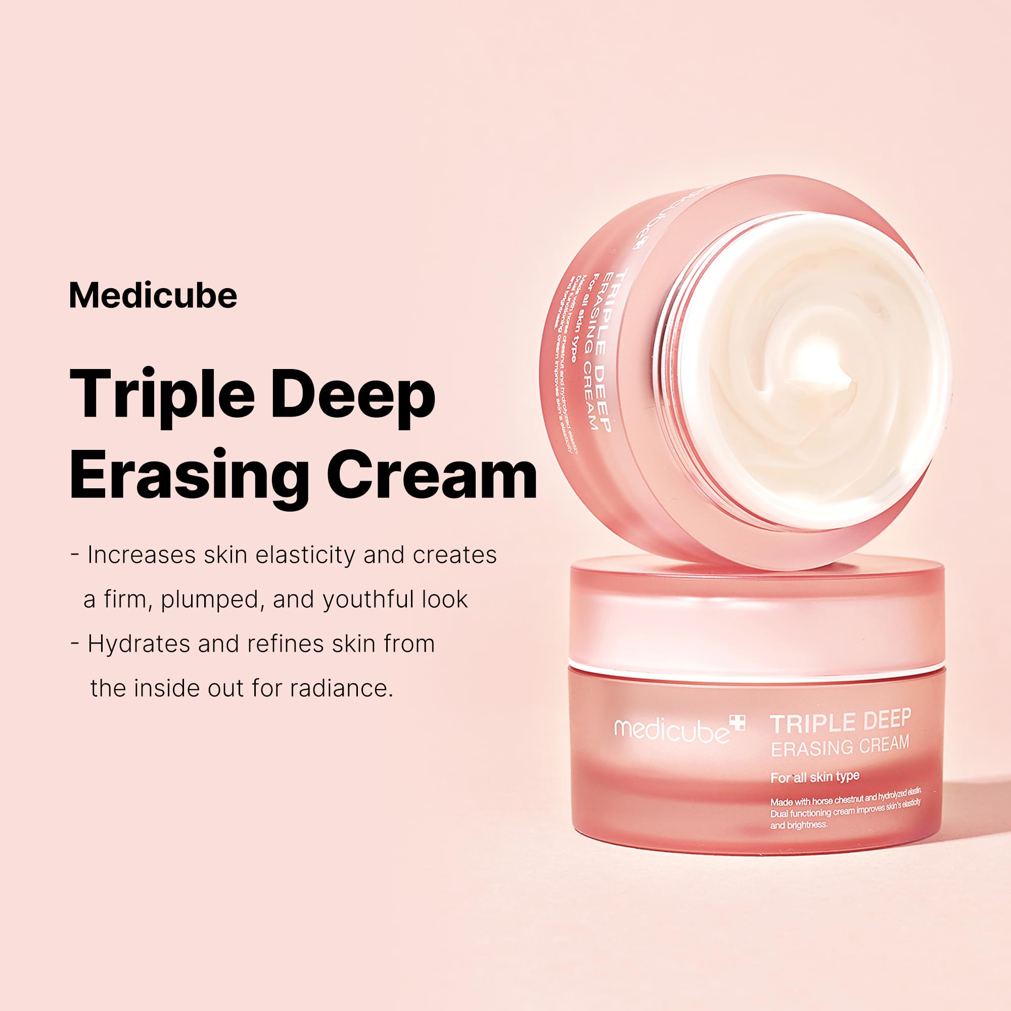 medicube Triple Collagen Cream - Hydrating & Firming Moisturizer with Hyaluronic Acid, Premium Elastin, Shea Butter - Wrinkle Care & Boosts Elasticity - Korean Skincare, 1.69 oz
