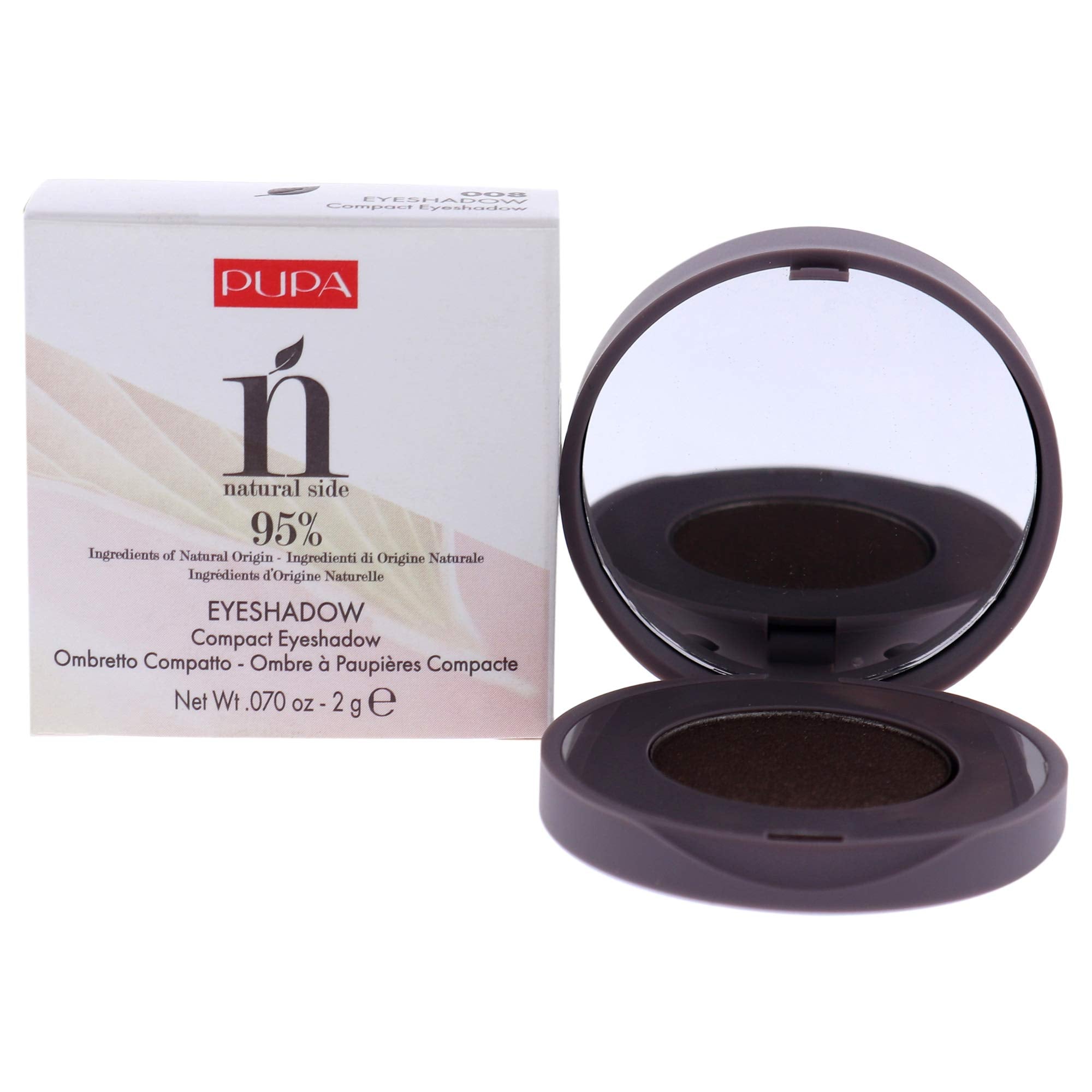 PUPA Milano Natural Side Compact Eyeshadow - 008 Chocolate Brown for Women - 0.07 oz Eye Shadow (I0111811)
