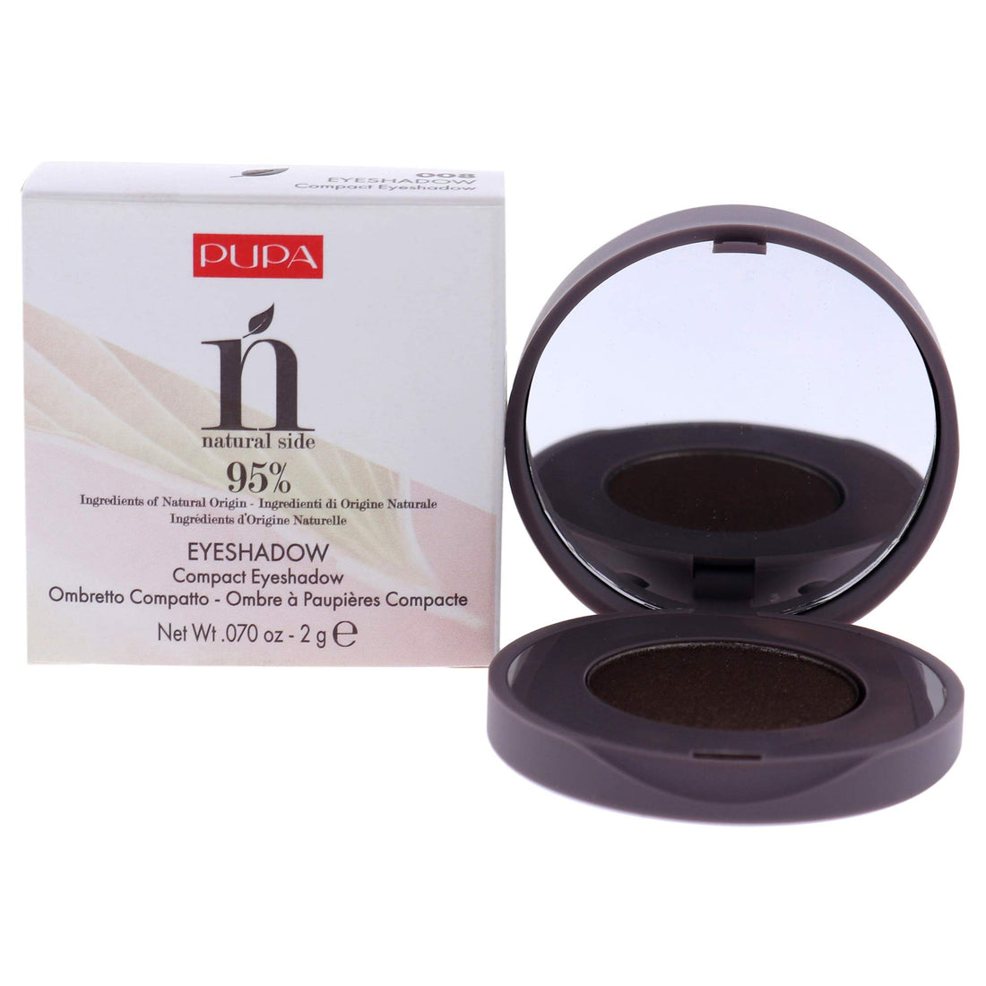 PUPA Milano Natural Side Compact Eyeshadow - 008 Chocolate Brown for Women - 0.07 oz Eye Shadow (I0111811)