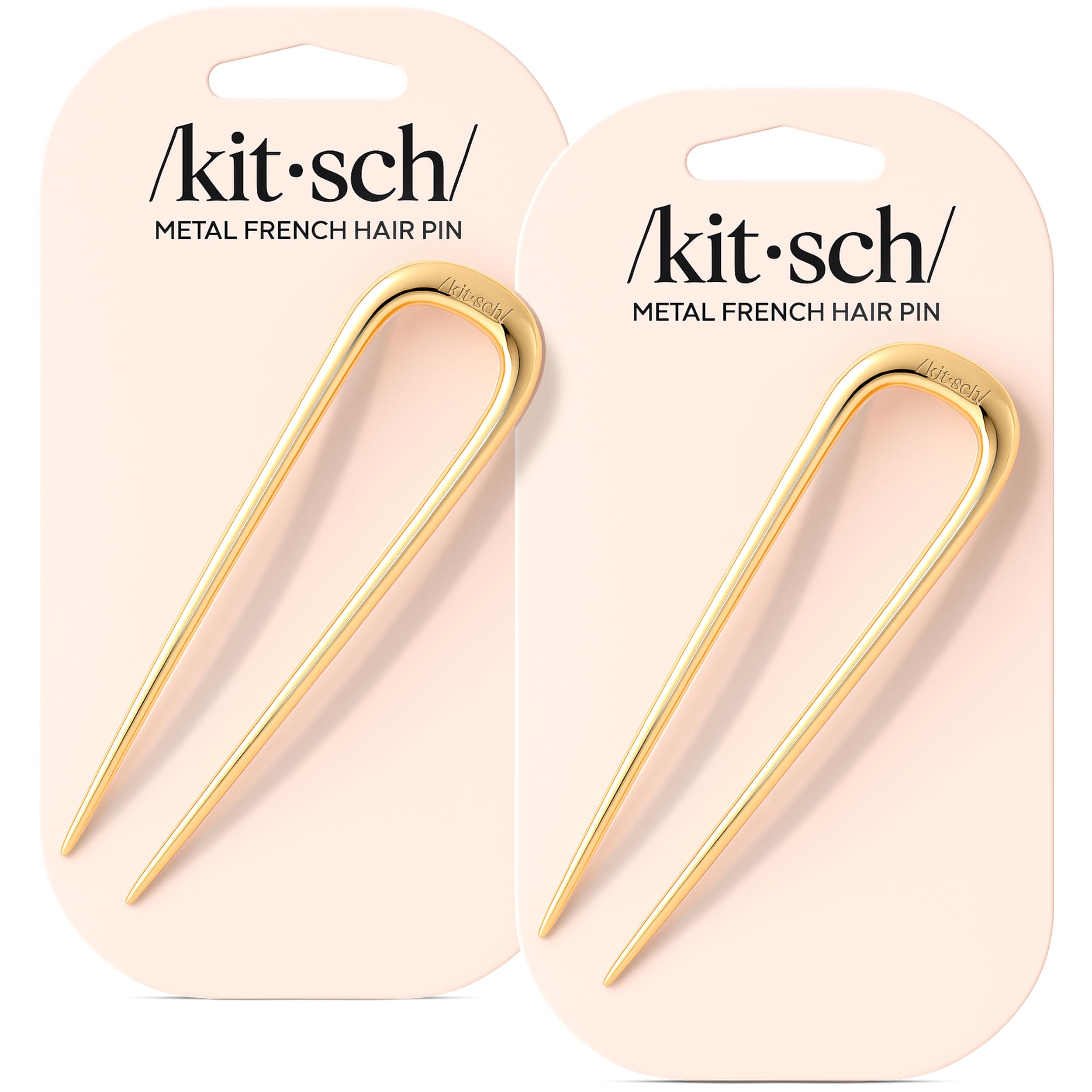 Kitsch Metal French Hair Pin for Women - Elegant Hair Accessories for Women, Ideal for Buns & French Twist, Designed for a Secure, Comfortable Fit - 2 Pcs Gold
