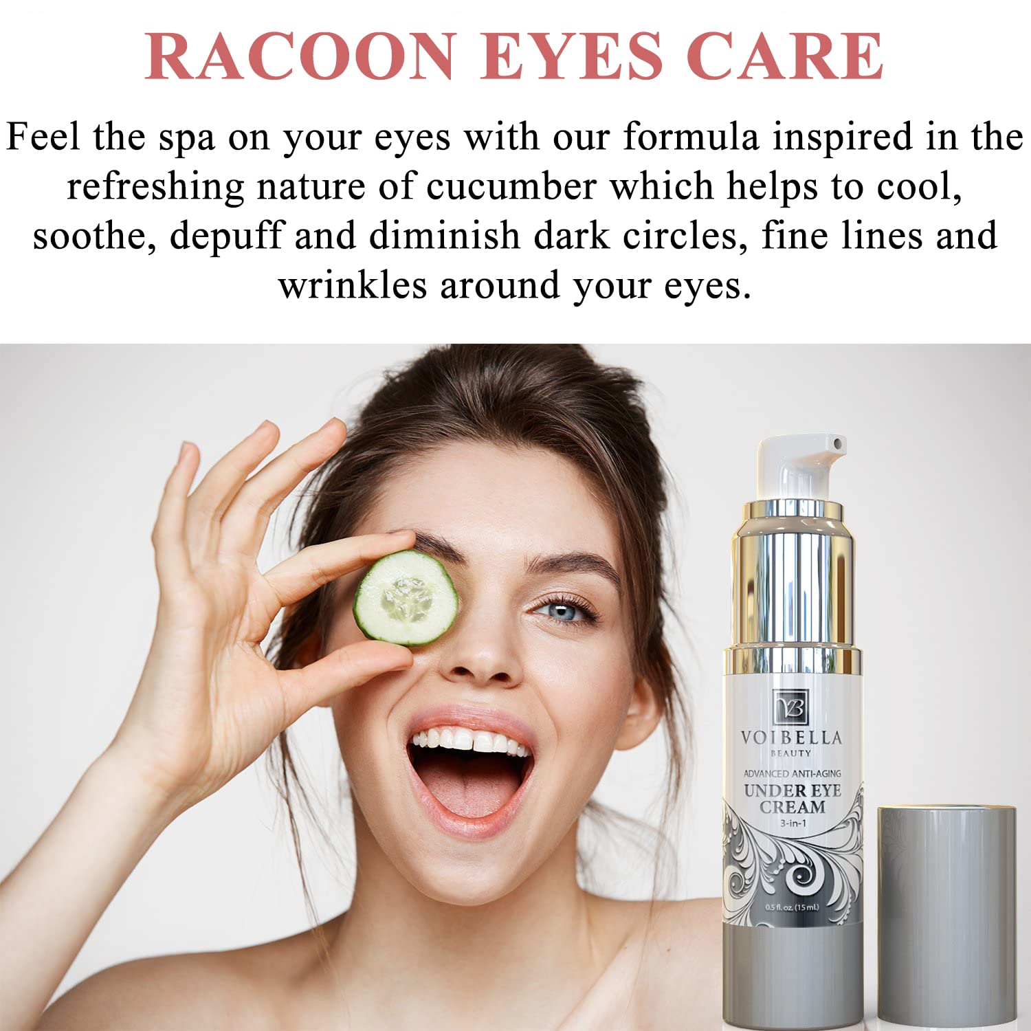 Natural Anti-Aging Under Eye Cream, Best 3-in-1 Treatment For Dark Circles, Puffy Eyes, Bags & Wrinkles - Firming, Brightening & Hydrating - Cucumber, Collagen, Hyaluronic Acid, Retinol, Vitamin C & E