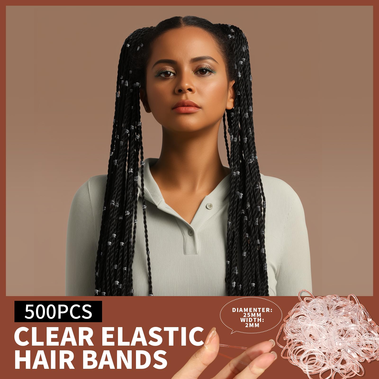 Teenitor Hair Accessories Kit for Woman & Girls: 500pcs Elastic Hair Bands; 30pcs Ponytail Holders, Black Seamless Thick Hair Bands; 40pcs Bobby Pins, Clear & More