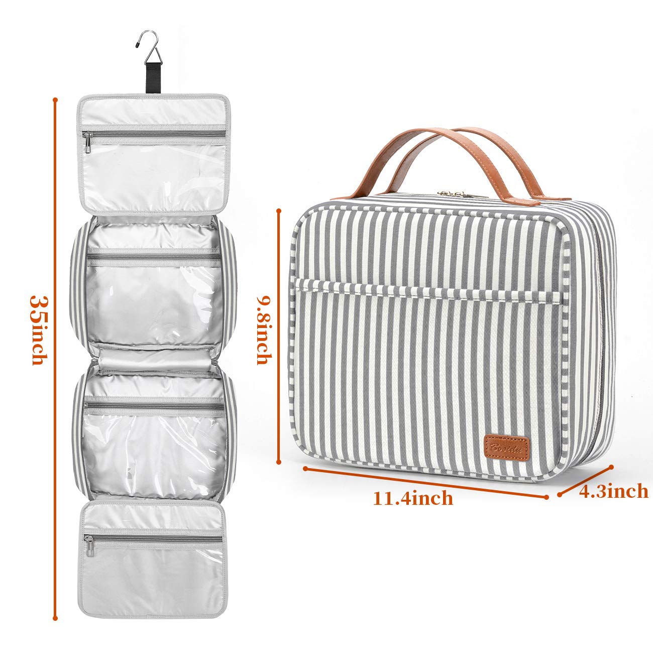 Bosidu Hanging Travel Toiletry Bag,Large Capacity Cosmetic Travel Toiletry Organizer for Women with 4 Compartments & 1 Sturdy Hook,Perfect for Travel/Daily Use/Valentines' Day