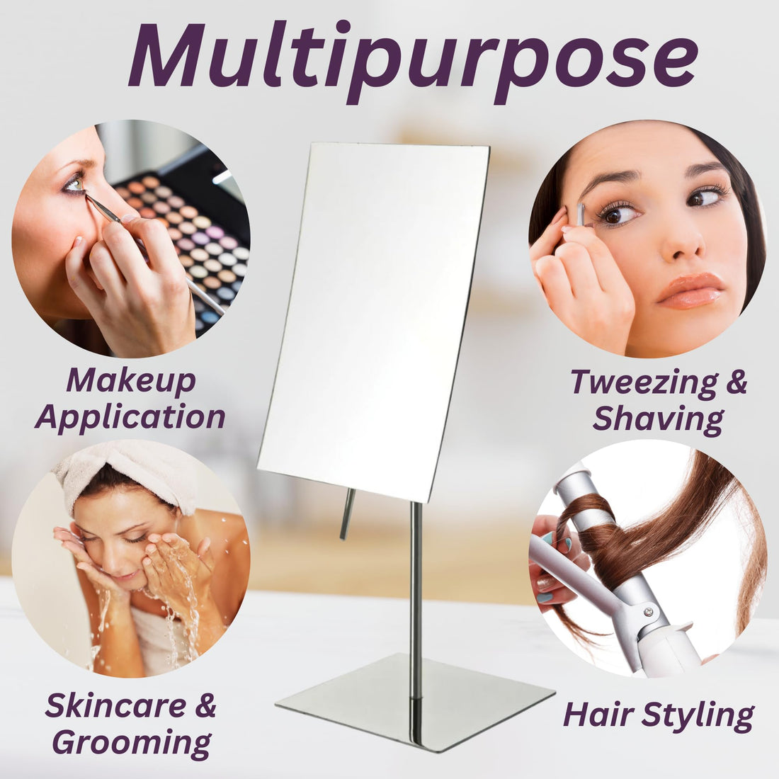 Jerdon JP358C 5-Inch by 8-Inch Rectangular Vanity Mirror with 3x Magnification, Stainless Steel Finish