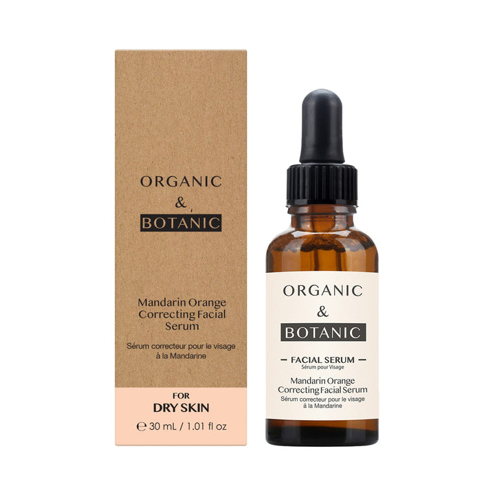 Organic & Botanic Vegan Mandarin Orange Correcting Facial Serum Revive and Boost Skin 30ml. Premium Vegan Skincare For All Skin Types. Made In The UK.