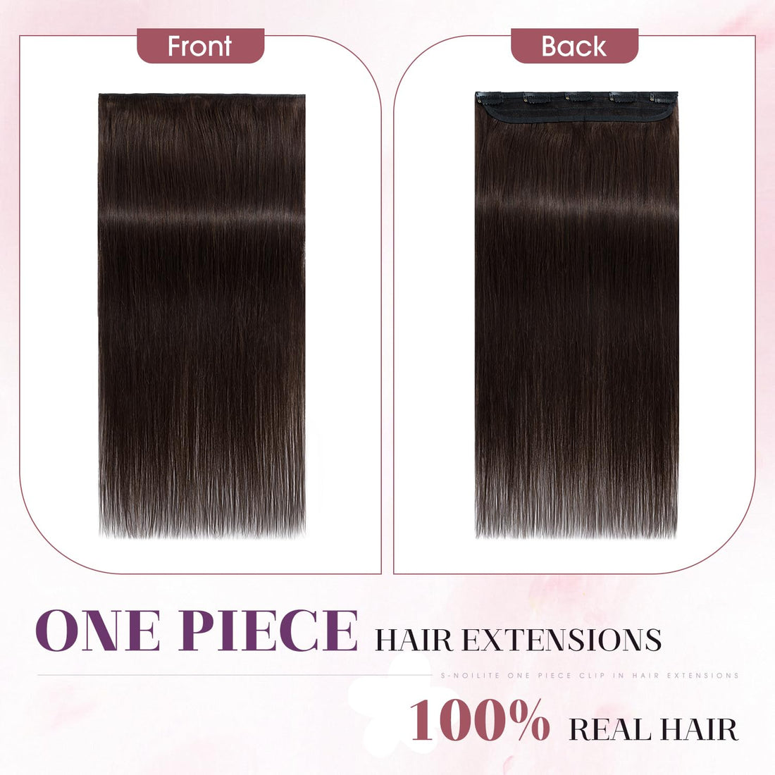 S-noilite 22inch Clip in Human Hair Extensions One Piece 5 Clips 3/4 Full Head Soft Silky Clip on Remy Hair For Women Gift 55g #2 Dark Brown
