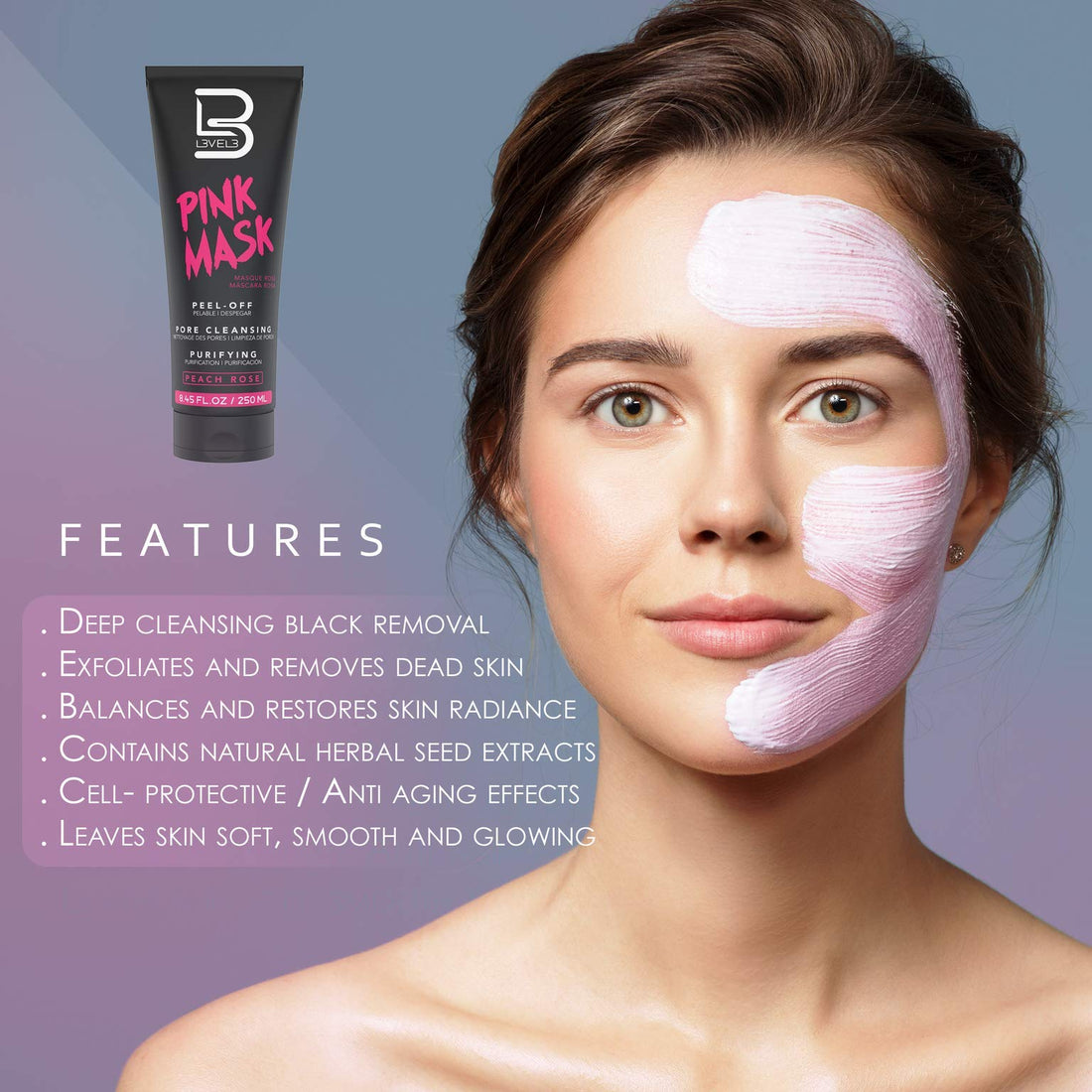 Level 3 Peel Off Mask - Deep Cleansing Black Head Removal - Removes Impurities and Dead Skin Cells L3 - For Acne and Pimples - Level Three Mask Peel Off for Women