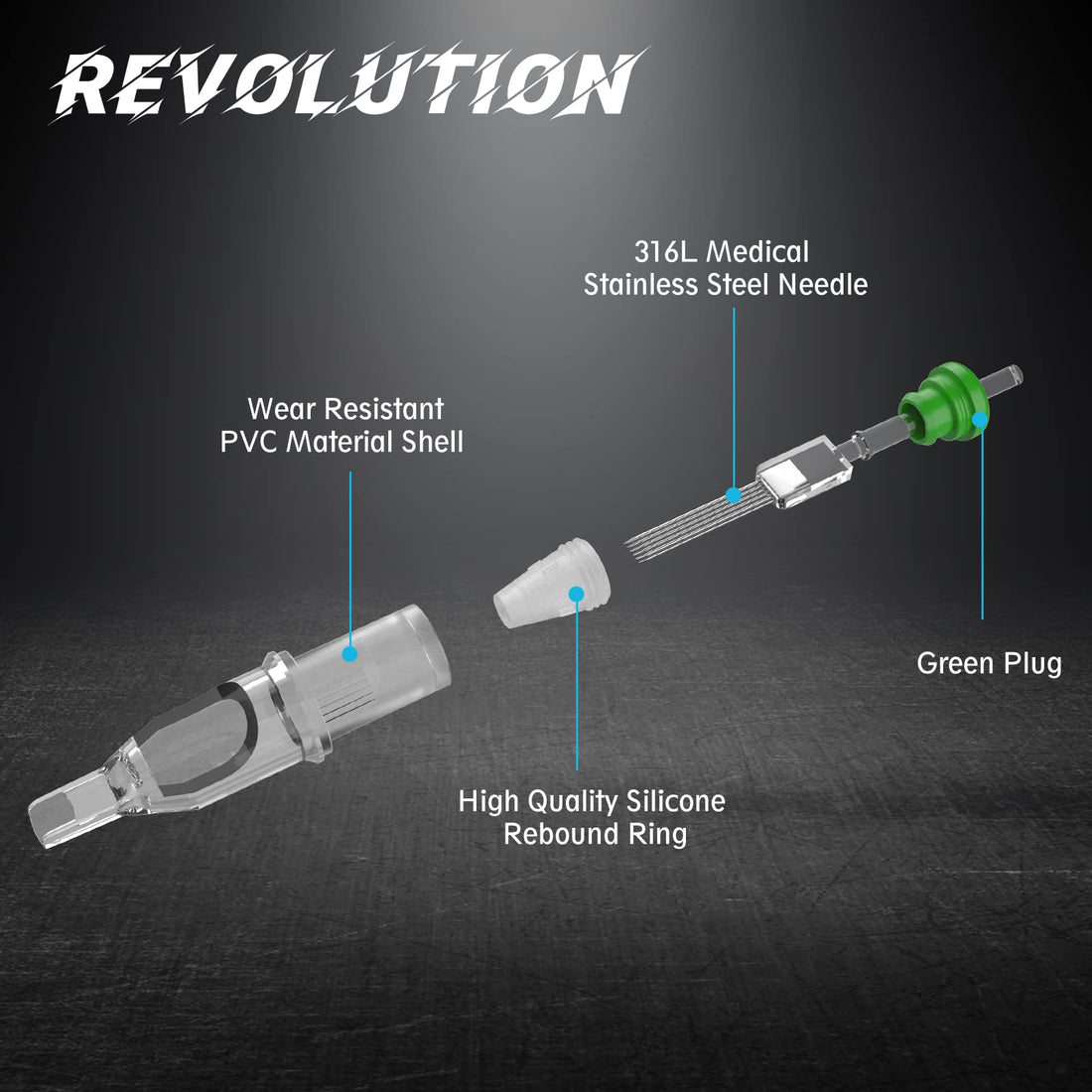 EZTAT2 Revolution Tattoo Cartridge Needles #10 Bugpin 17 Magnum Long Taper 20Pcs (NEW-C1017M1-1)