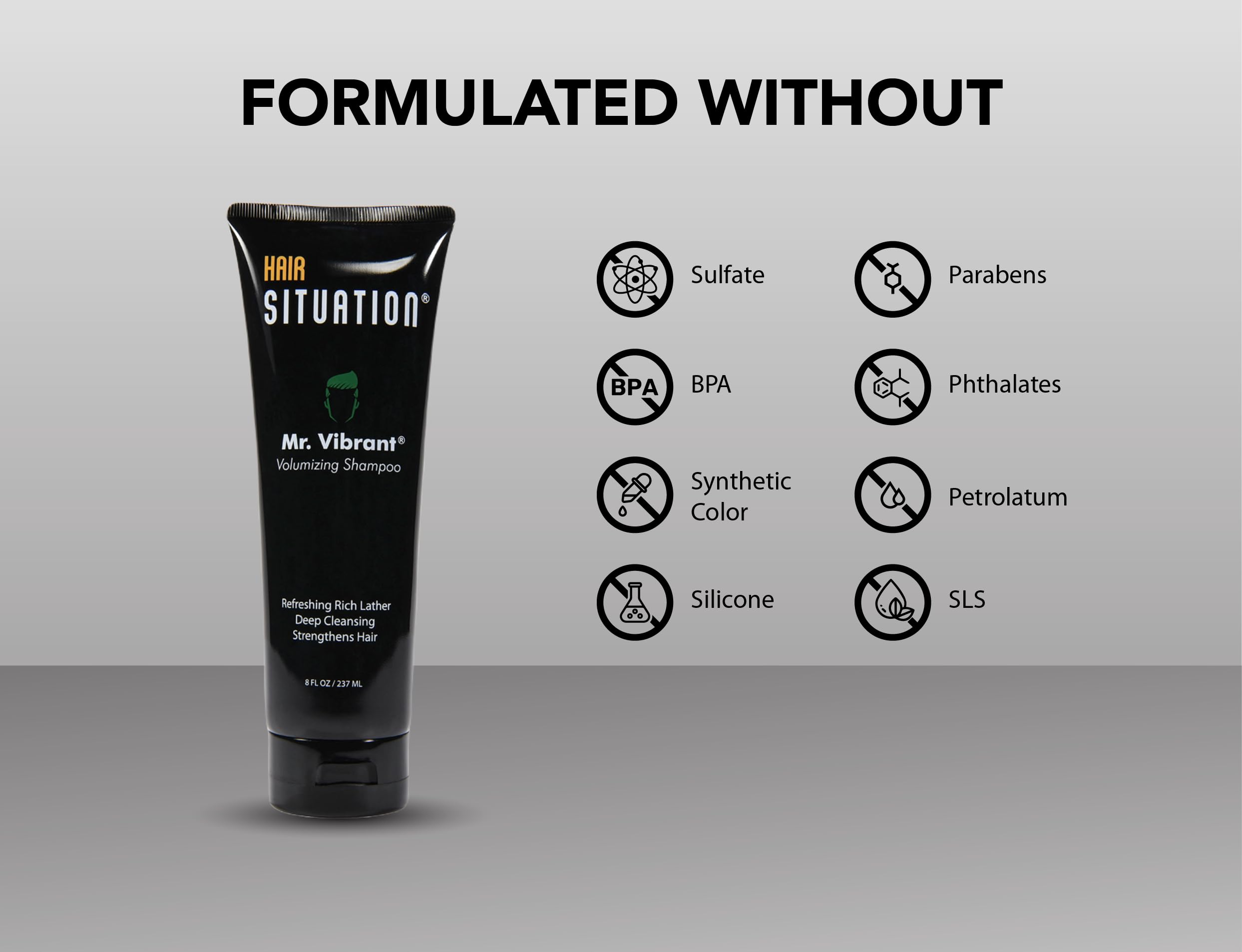 Mr. Vibrant Volumizing Mens Shampoo –Deep Cleansing, Hair Strengthening & Nutrient-Rich Formula: With Biotin, Vitamin A, E, B5 & B6, Tea Tree Oil & More. Free of Sulfates & Parabens