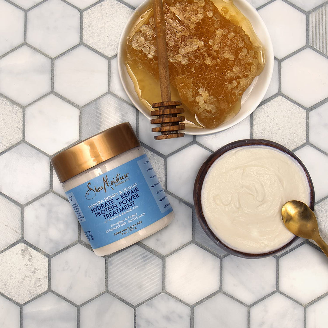 SheaMoisture Manuka Honey & Yogurt Hydrate + Repair Bundle –Protein Power Treatment & Multi-Action Leave-In Conditioner, 8 Oz Ea (2 Piece Set)