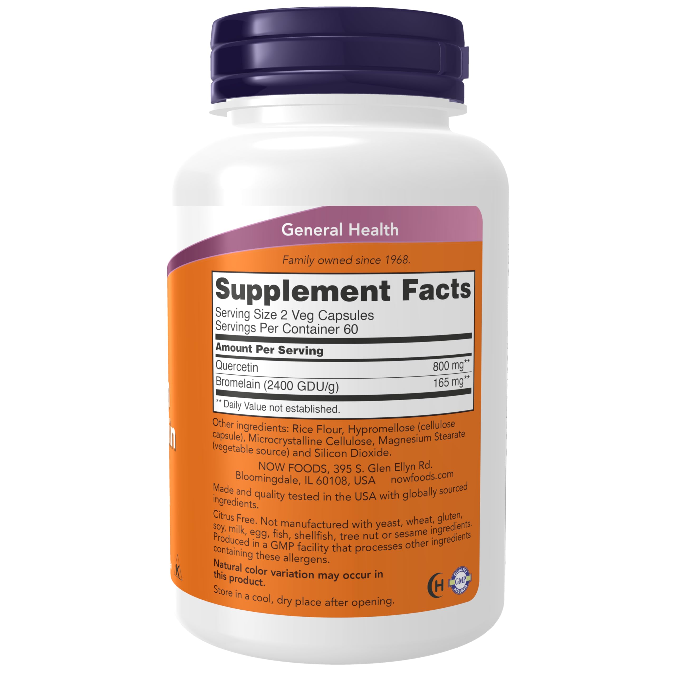 NOW Foods Supplements, Quercetin with Bromelain, Balanced Immune System*, 120 Veg Capsules