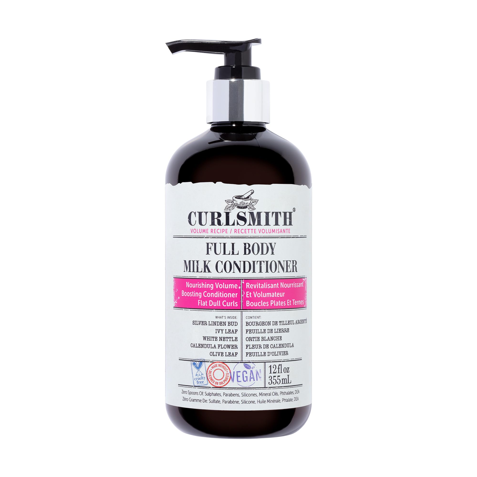 CURLSMITH - Full Body Milk Hair Conditioner, Volumizing and Hydrating for Wavy, Curly or Coily Hair, Vegan (355ml/12fl oz)
