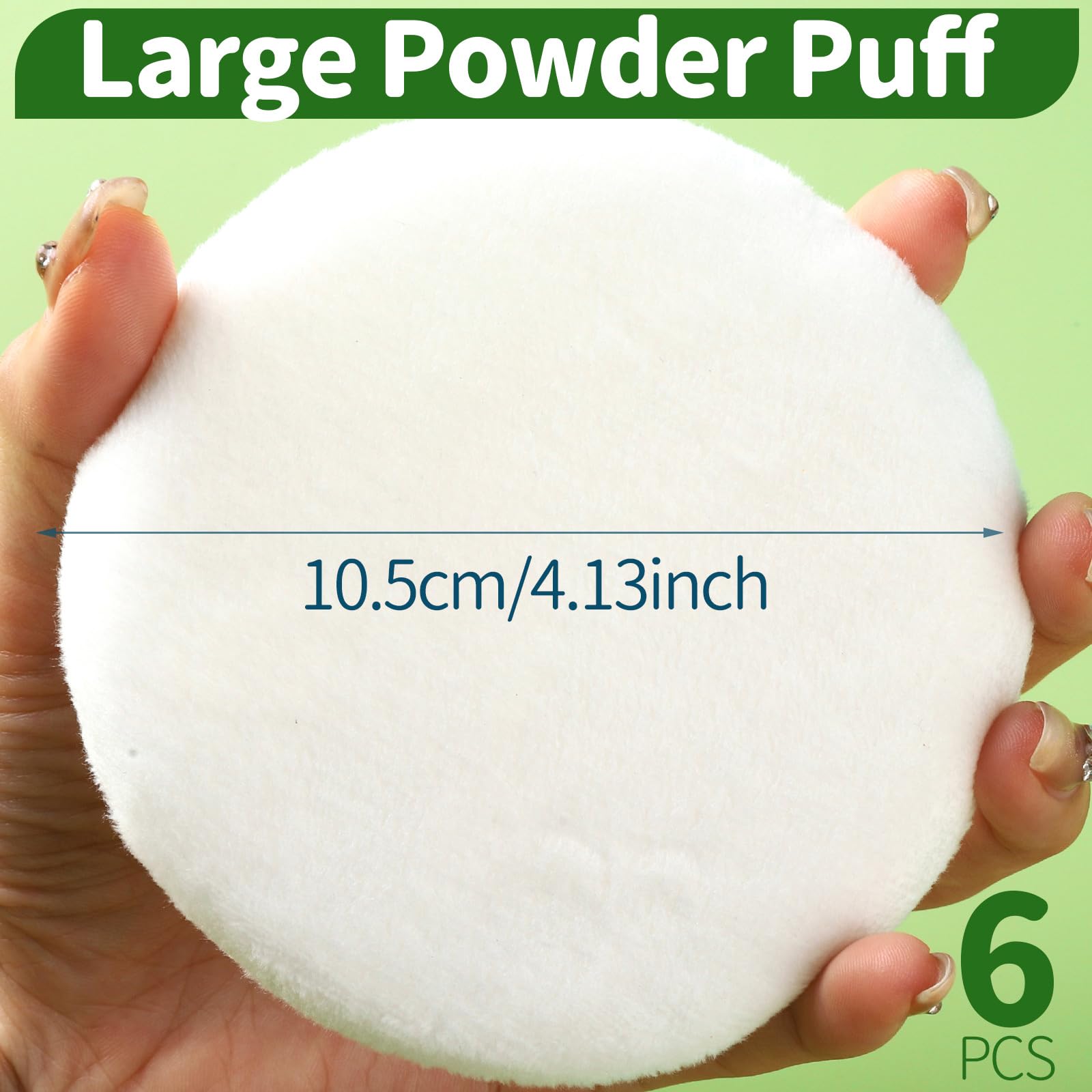 Teenitor 6pcs Powder Puff 4.13 Inch lrage Powder Puff, Powder puffs for Body Powder, Large Round Velour Powder Puff Loose Powder Puff, Body Powder Puff White