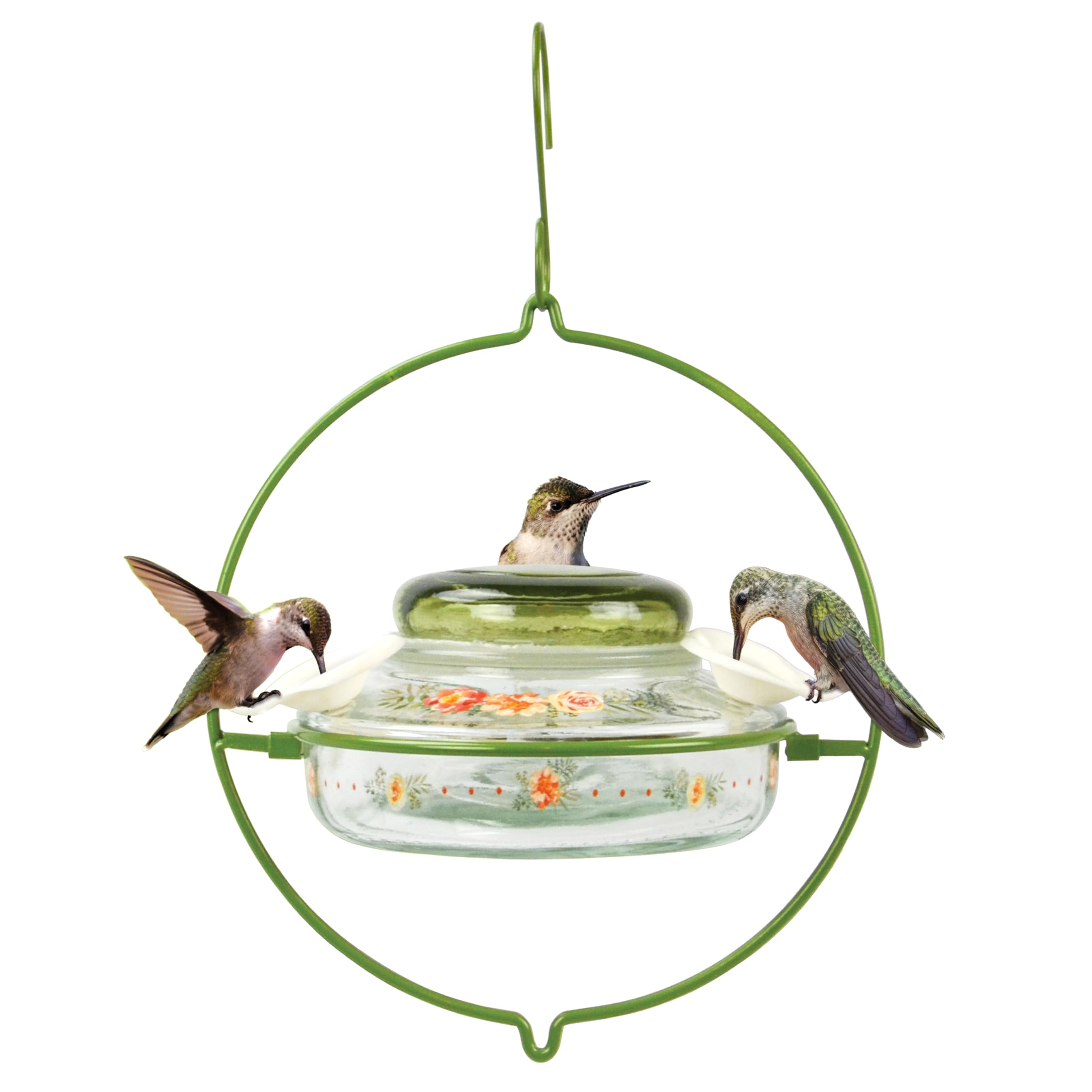 Nature's Way Bird Products Decorative Glass Top-Fill Hummingbird Feeder - Gardenia Bouquet (DTHF2)