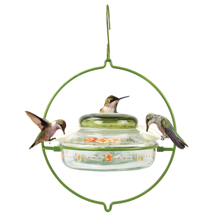 Nature's Way Bird Products Decorative Glass Top-Fill Hummingbird Feeder - Gardenia Bouquet (DTHF2)