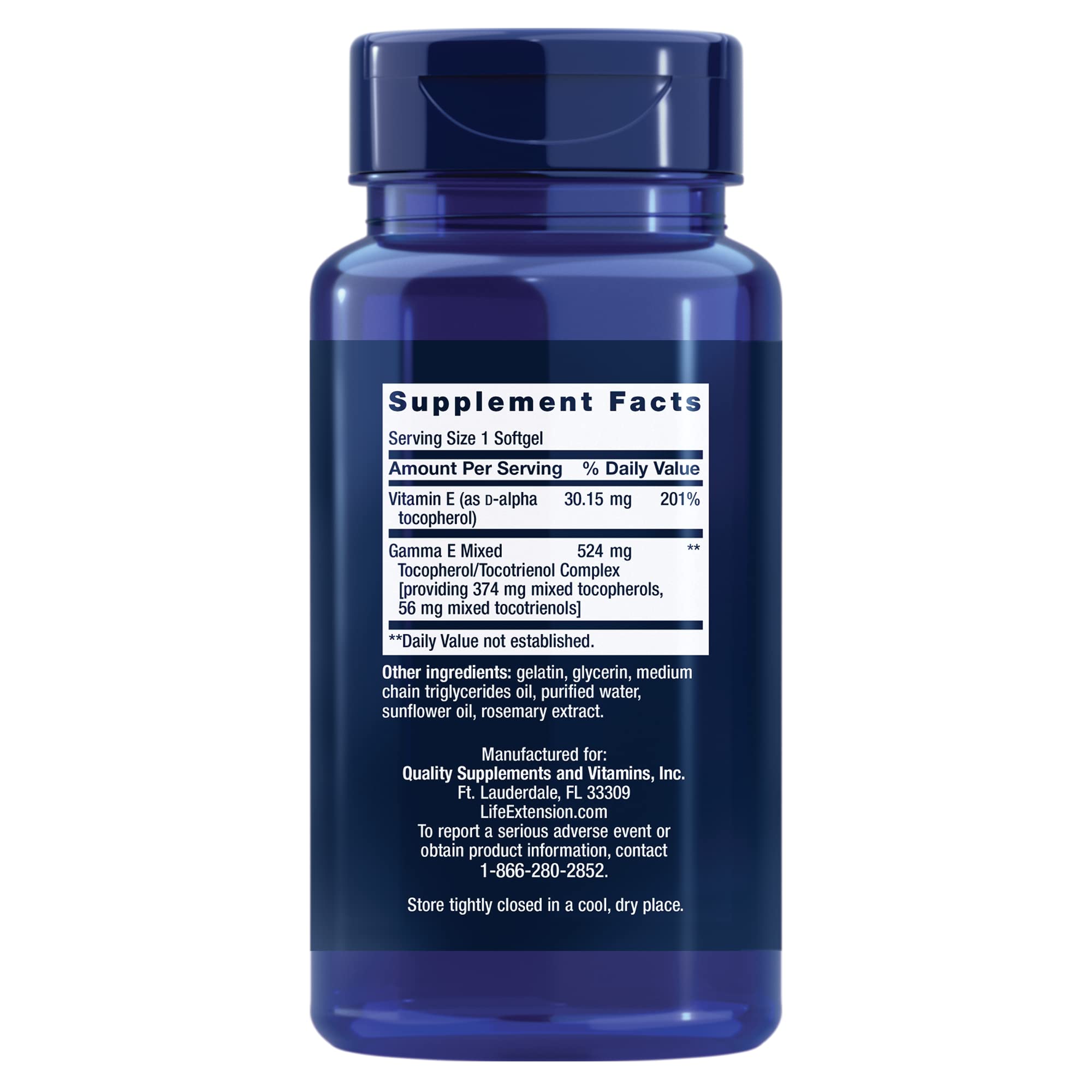 Life Extension Gamma E Mixed Tocopherols & Tocotrienols – Complete Vitamin E Spectrum, Antioxidant Protection – Non-GMO, Gluten-Free – 60 Softgels