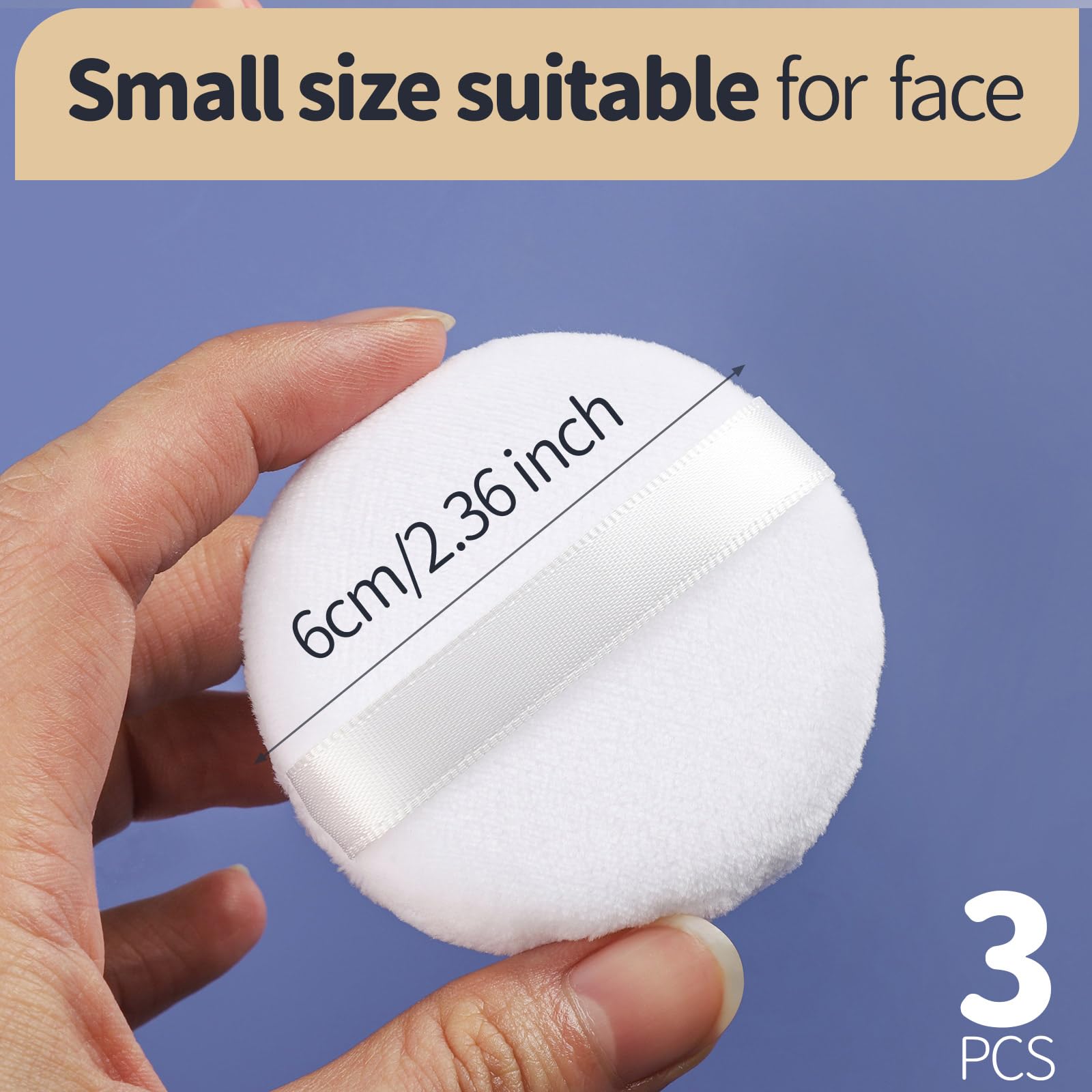 Teenitor 3pcs Setting Powder Puff 2.36 Inch, Soft Applicator for Loose and Pressed Powder, Face Makeup Puff With Cases