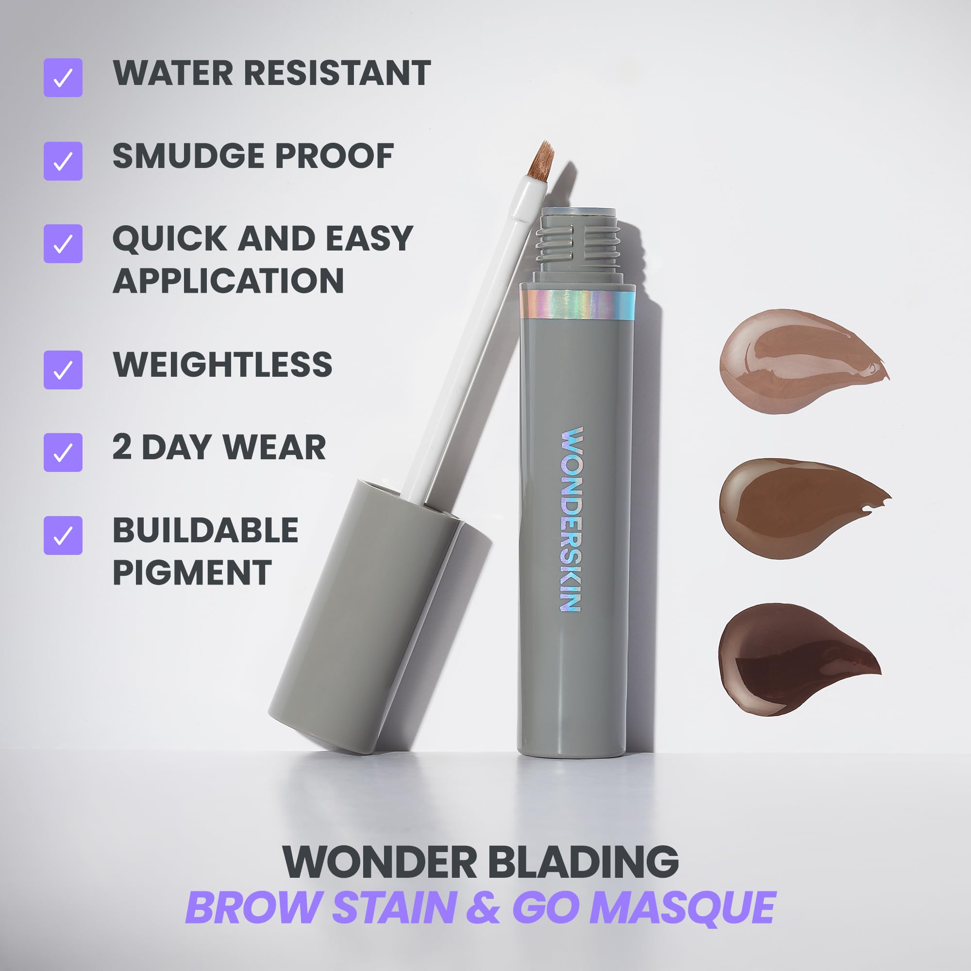 Wonderskin Wonder Blading Brow Stain & Go Masque - Long Lasting Eye Brow Tint, Transfer Proof and Smudge Proof Eyebrow Tint Stain (Brunette)