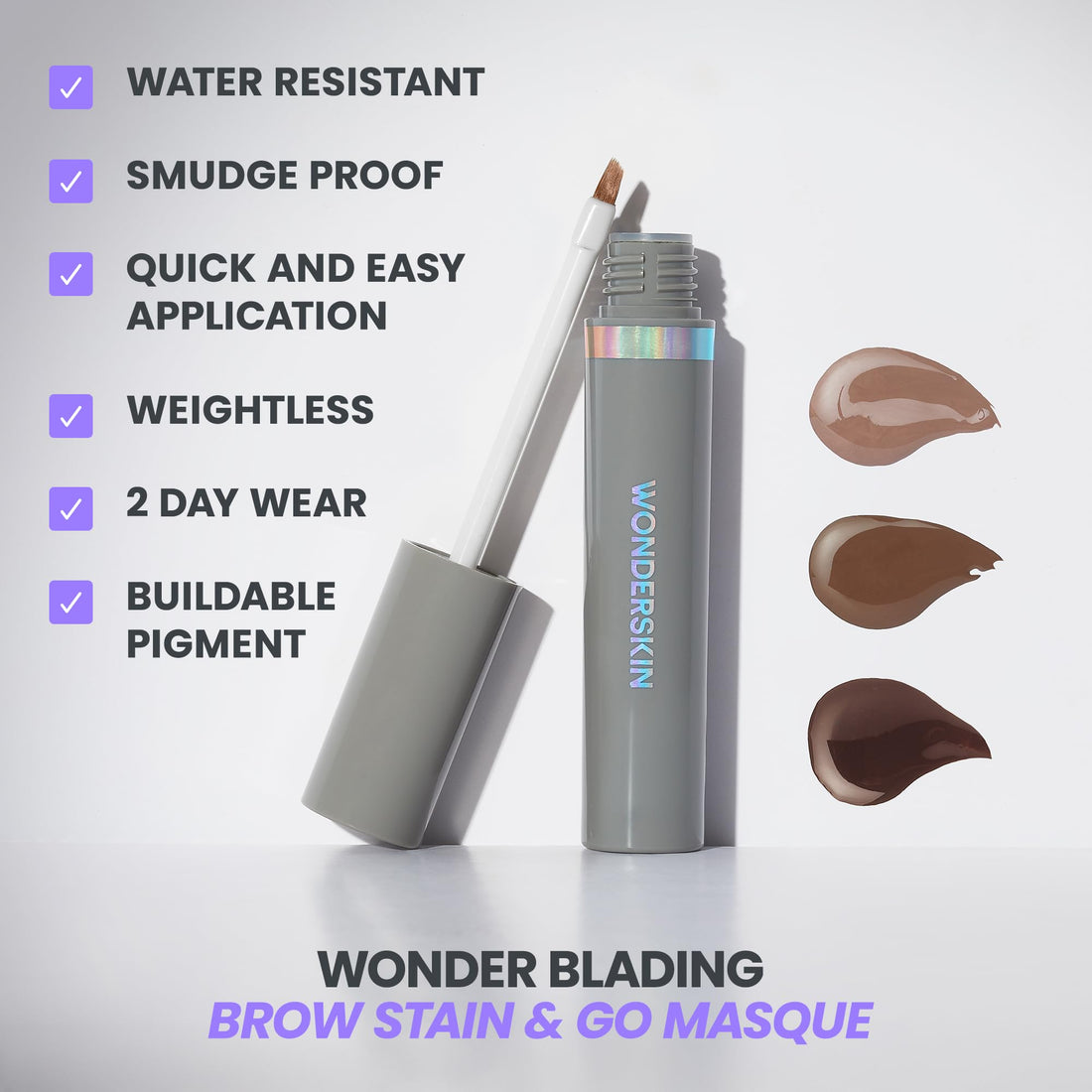 Wonderskin Wonder Blading Brow Stain & Go Masque - Long Lasting Eye Brow Tint, Transfer Proof and Smudge Proof Eyebrow Tint Stain (Brunette)