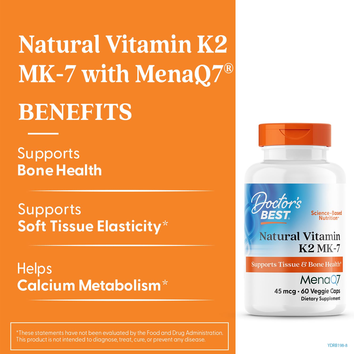 Doctor's Best Natural Vitamin K2 MK-7 with MenaQ7 White No Flavor, 60 Count