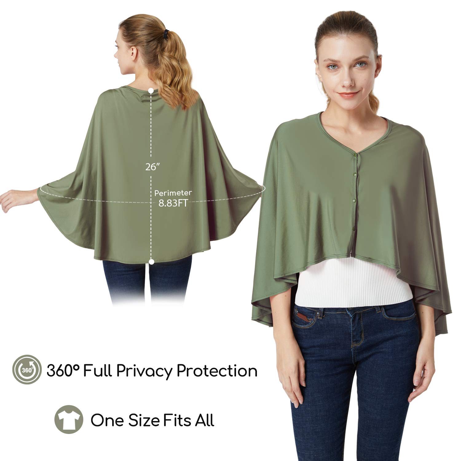 Nursing Cover & Baby Nursing Poncho,Multi Use Breastfeeding Cover for CarSeat Canopy, High Seat Cover, Stroller Cover, Shopping Cart Cover,Nursing Scarf for Boy and Girl by Kefee Kol (Green)