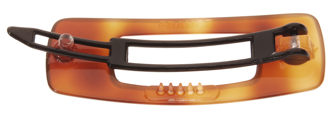 Tortoise : France Luxe Mini Cutout Rectangle on Plastic Tige Boule Barrette - Tortoise