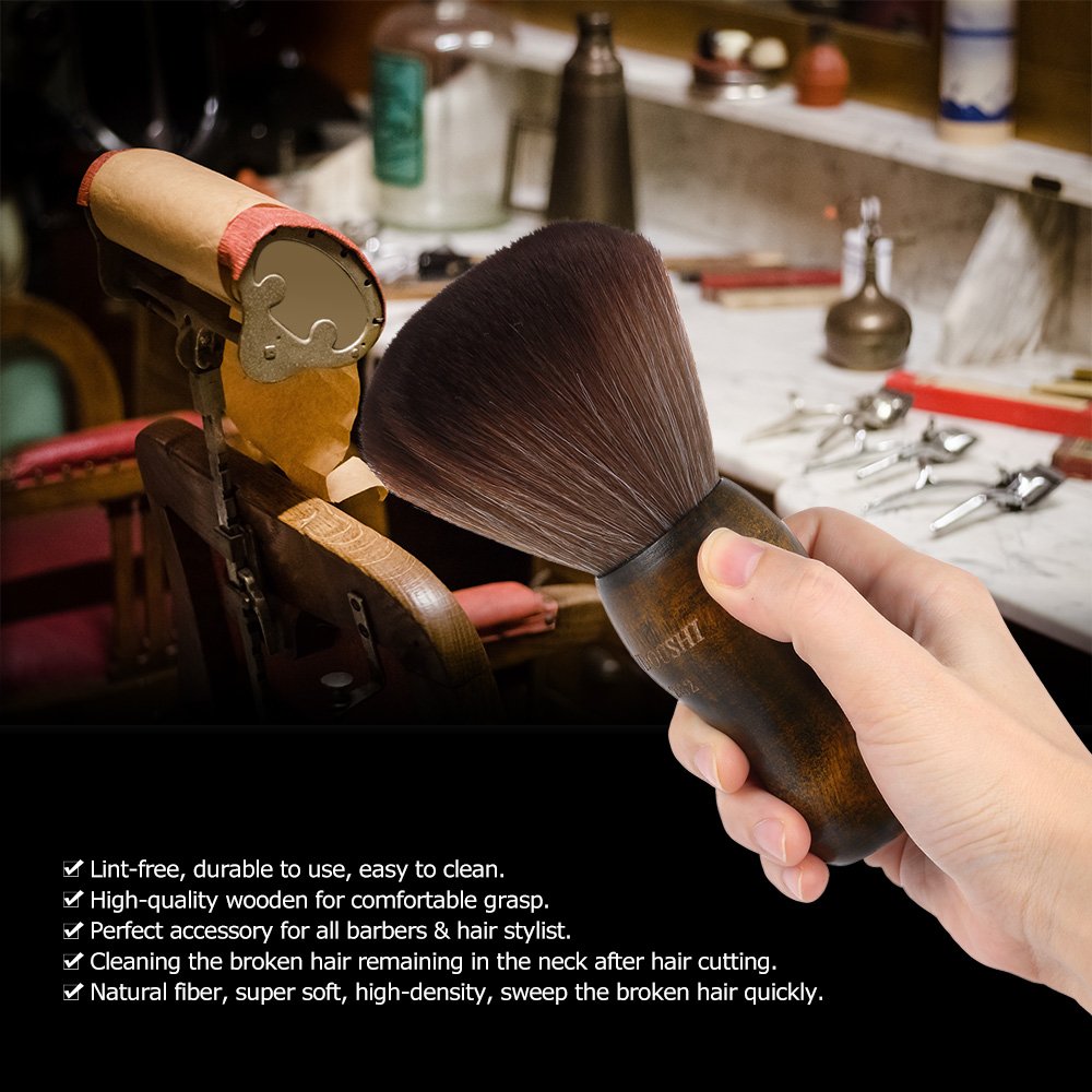 Anself Large Hair Cutting Neck Duster Brush Professional Barber Natural Fiber Wooden Handle Cutting Kits