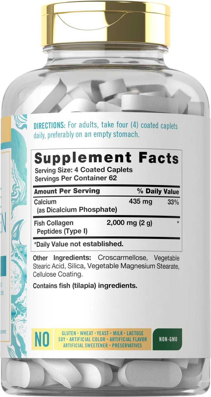 Carlyle Marine Collagen Pills | 250 Caplets | Wild Caught Collagen Peptides | Non-GMO, Gluten Free