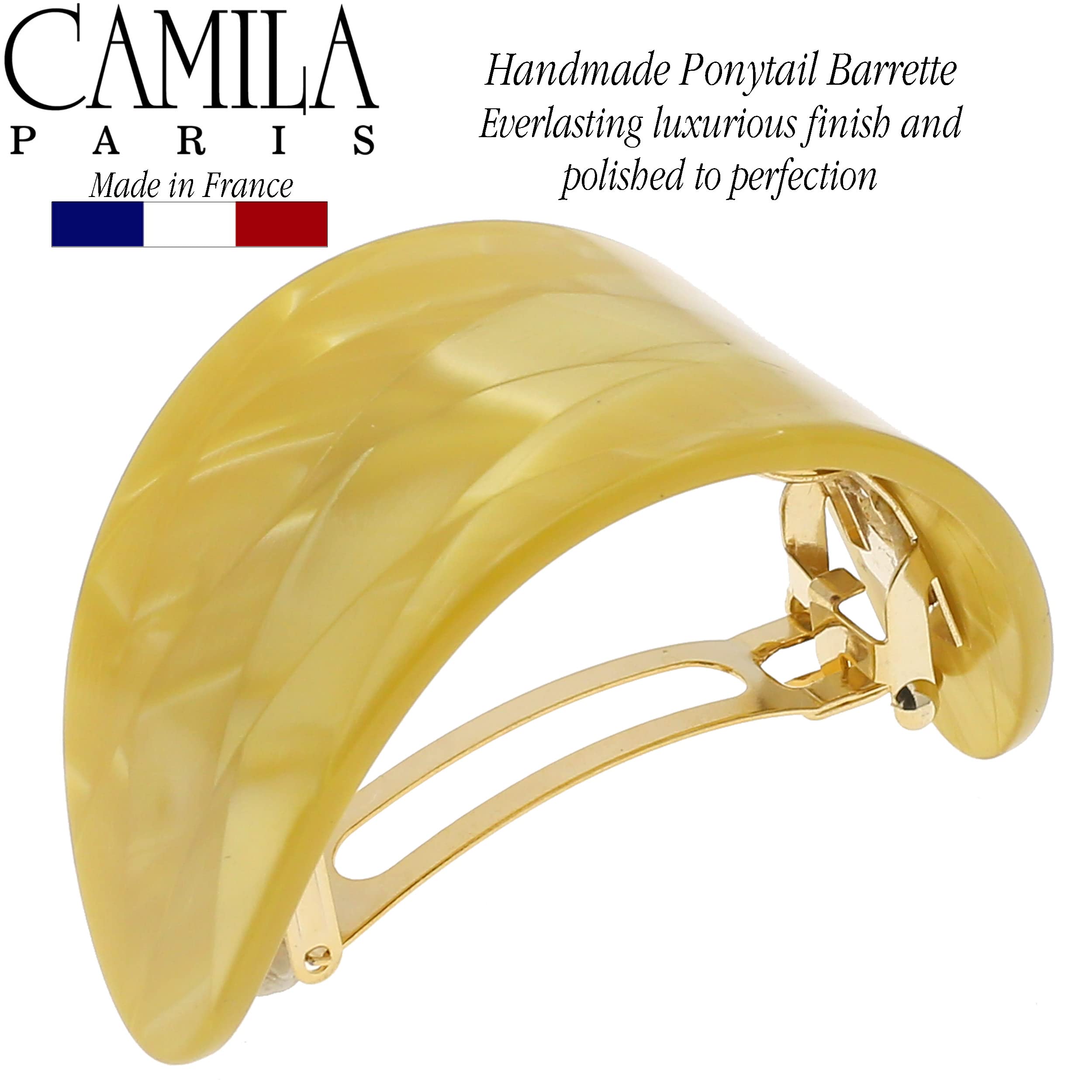 Camila Paris CP3149 French Hair Barrettes, Hair Ponytail Holder, Beige Volume, Automatic, Strong Hold Grip Hair Clips for Women, No Slip and Durable Styling Girls Hair Accessories, Made in France