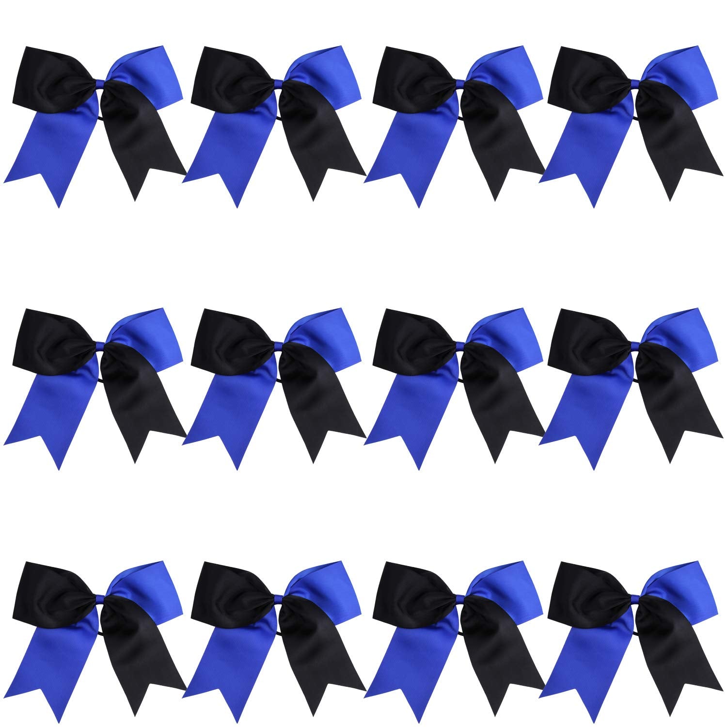8 Inch 2 Colors Jumbo Cheerleader Bows Ponytail Holder Cheerleading Bows Hair (Royal blue/Black)