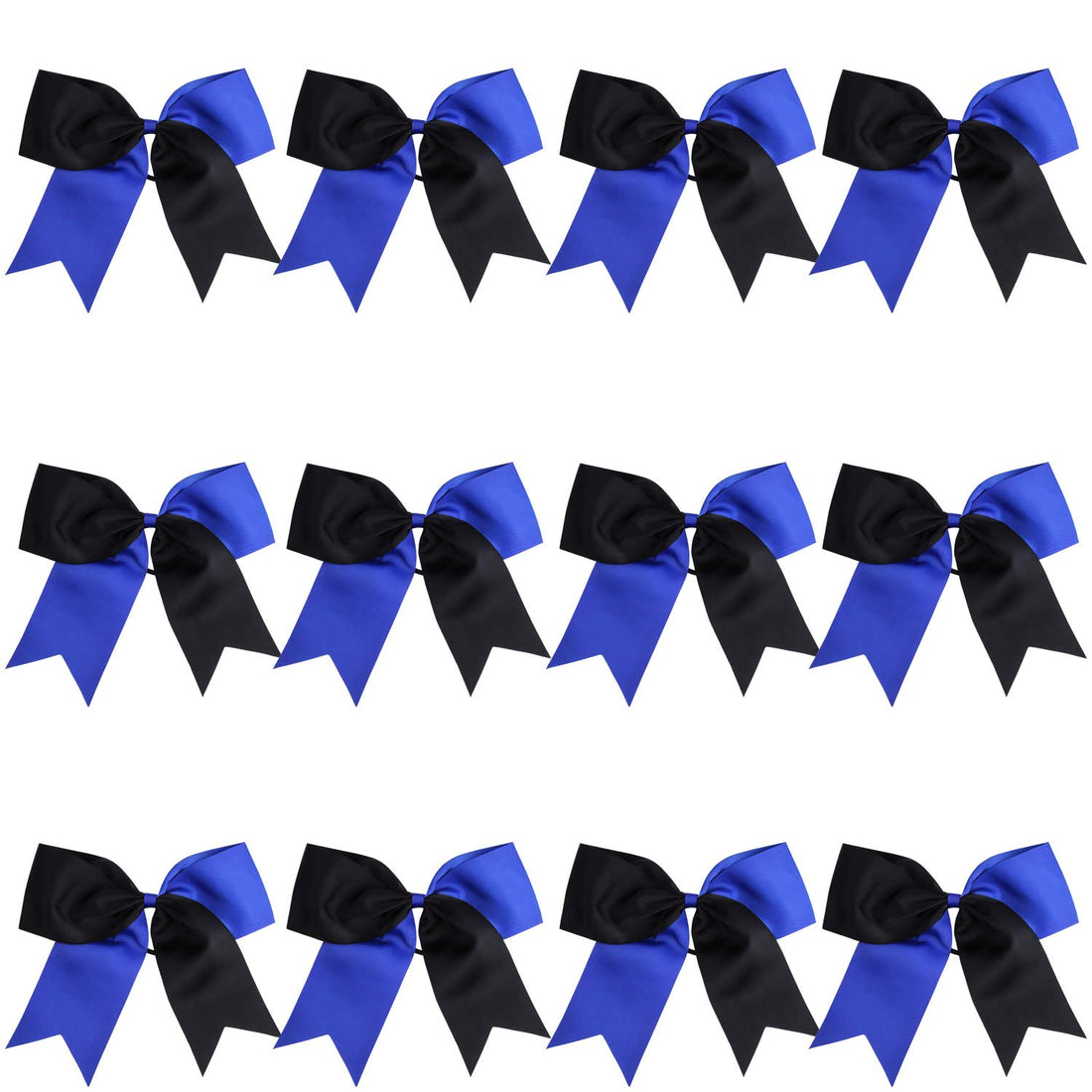 8 Inch 2 Colors Jumbo Cheerleader Bows Ponytail Holder Cheerleading Bows Hair (Royal blue/Black)