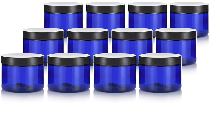 Cobalt Blue 6 oz PET (BPA Free) Plastic Jar (12 pack)