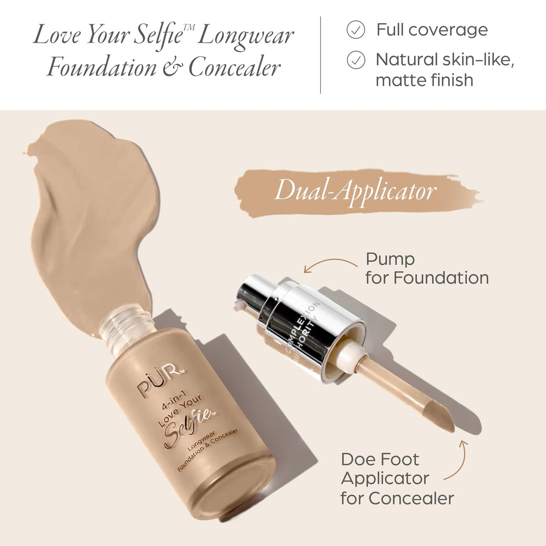 PÃƒÅ“R 4-in-1 Love Your Selfie Longwear Foundation & Concealer, Tn4, 1.2 Fl Oz