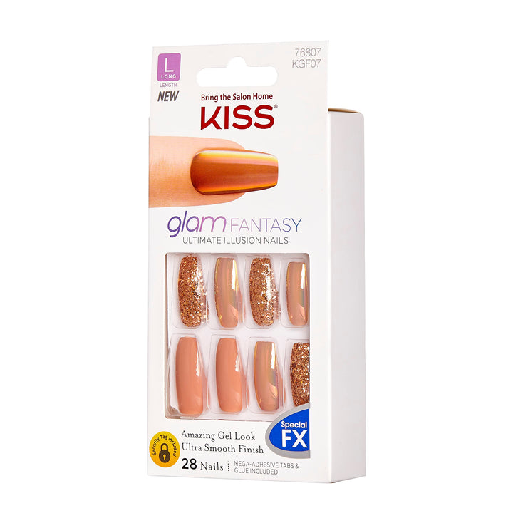 Kiss GLAM FANTASY NailsKGF07 (Don't Lose My Number) Long Length Design Nails w/Adhesive Tabs & Glue
