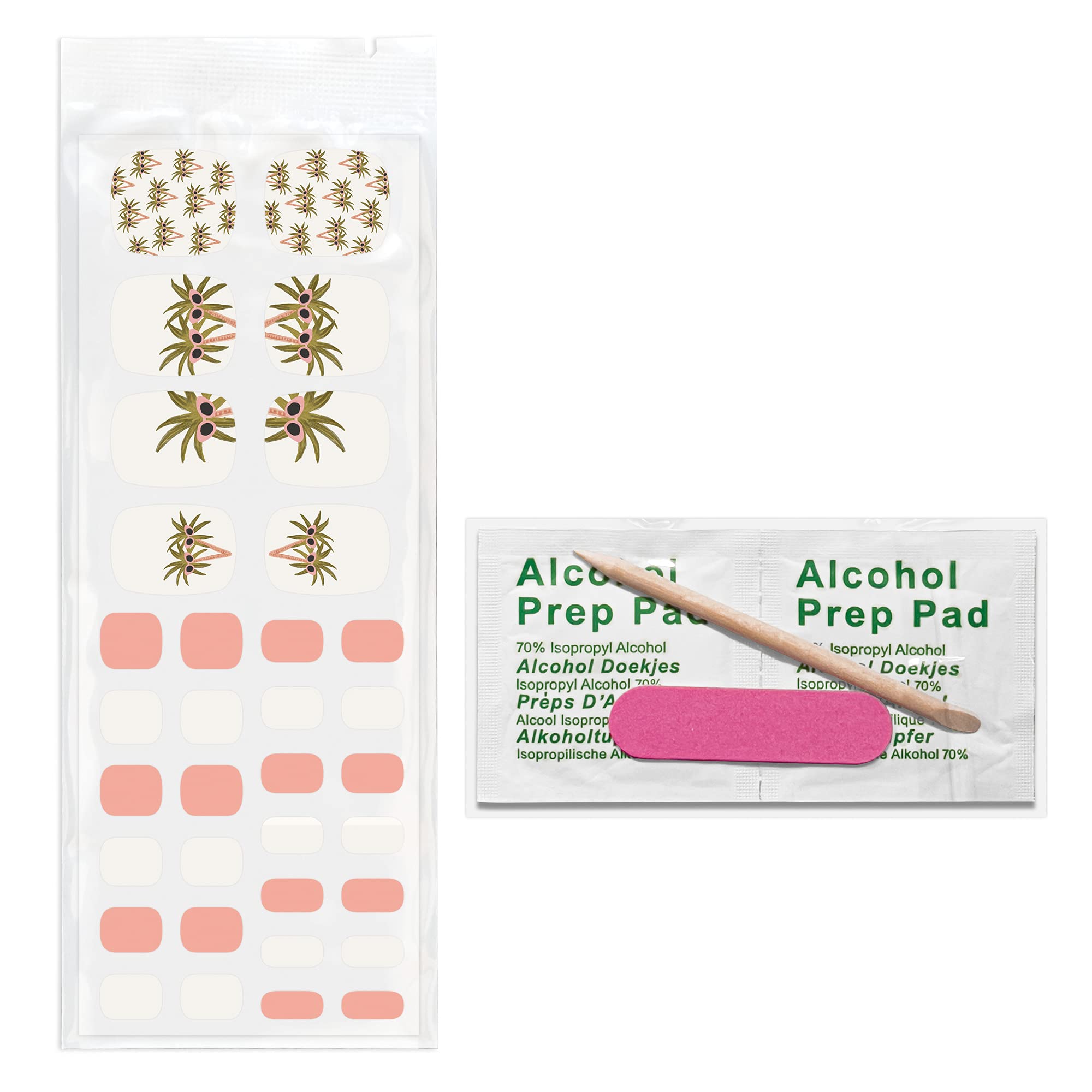 Studio Oh! Pedi Nail Wrap Kit - 22 Decorative Nail Wraps & Stickers, Various Designs & Colors with Application Tools - Easy Apply, Lasts up to 1 Month, Chip-Resistant - Sunny Palms