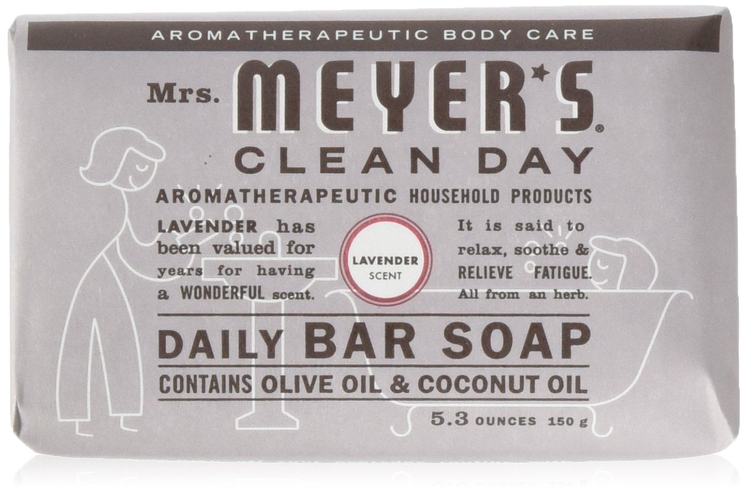 Mrs Meyers Bar Soap Hard 5.3oz Lavender Scent (12 Pack)