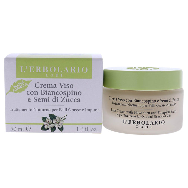 L'Erbolario Hawthorn Face Cream Night Treatment 50ml for Oily and Blemished Skin