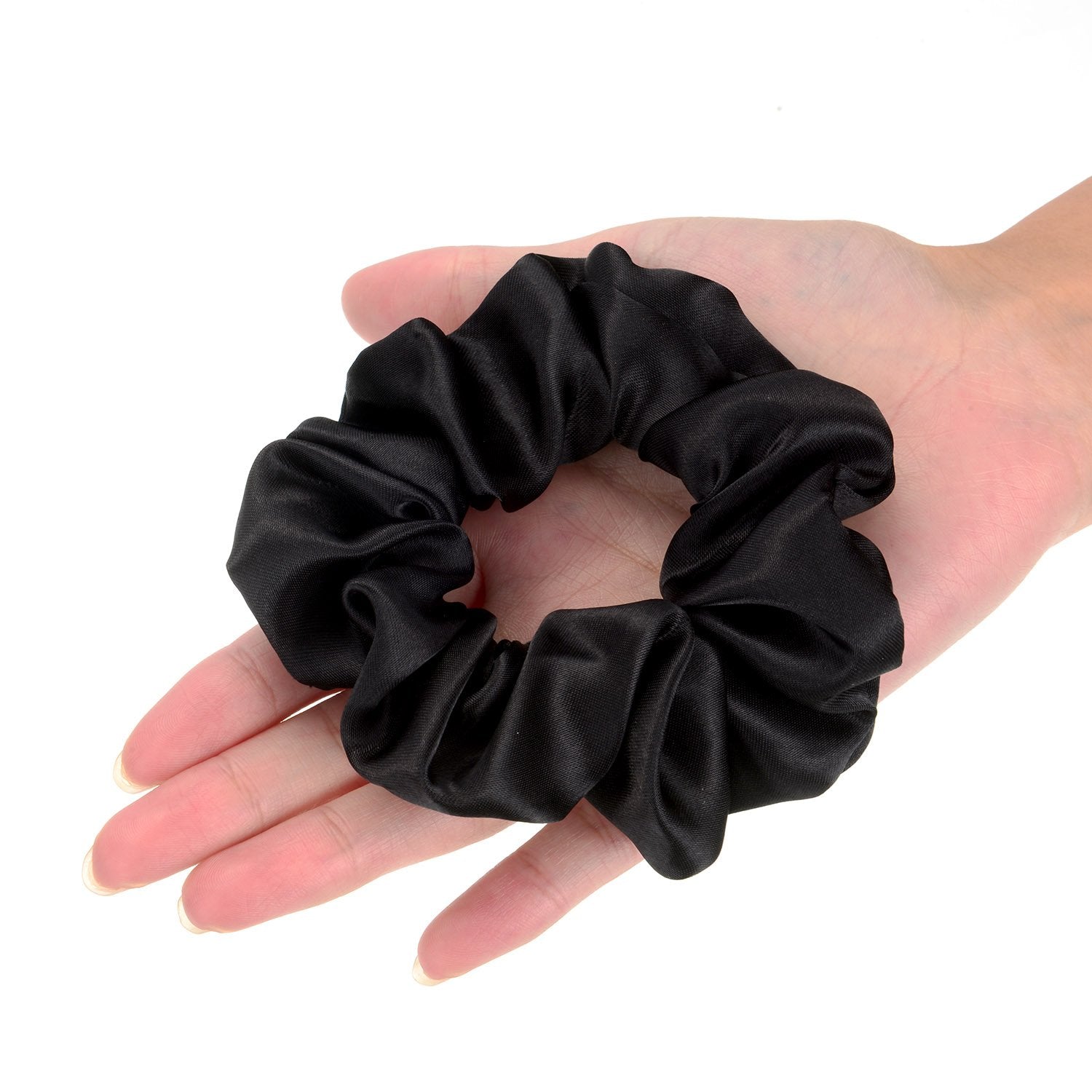 10 Pieces Satin Scrunchies Hair Ties Silky Small Elastic Hair Bobbles Ponytail Holders Curly Hair Accessories for Women Girls Kids Adults (Black)
