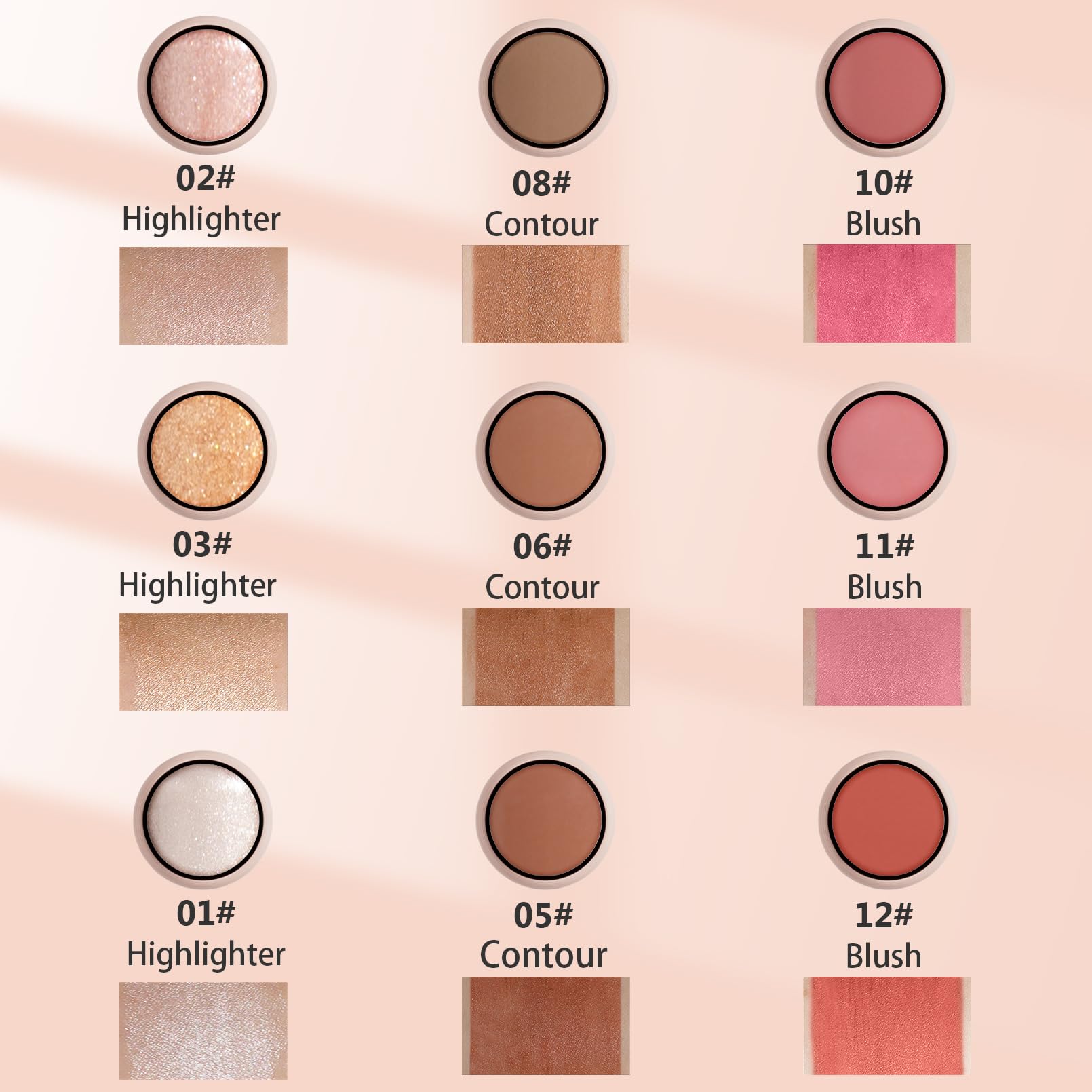 3Pcs Cream Contour Sticks Kit, Highlighter Stick Blush Stick Cream Contour Kit Makeup Set with Brush,Face Brightens & Shades Contour Stick Waterproof for Women Girls(9507-01-05-12, C)