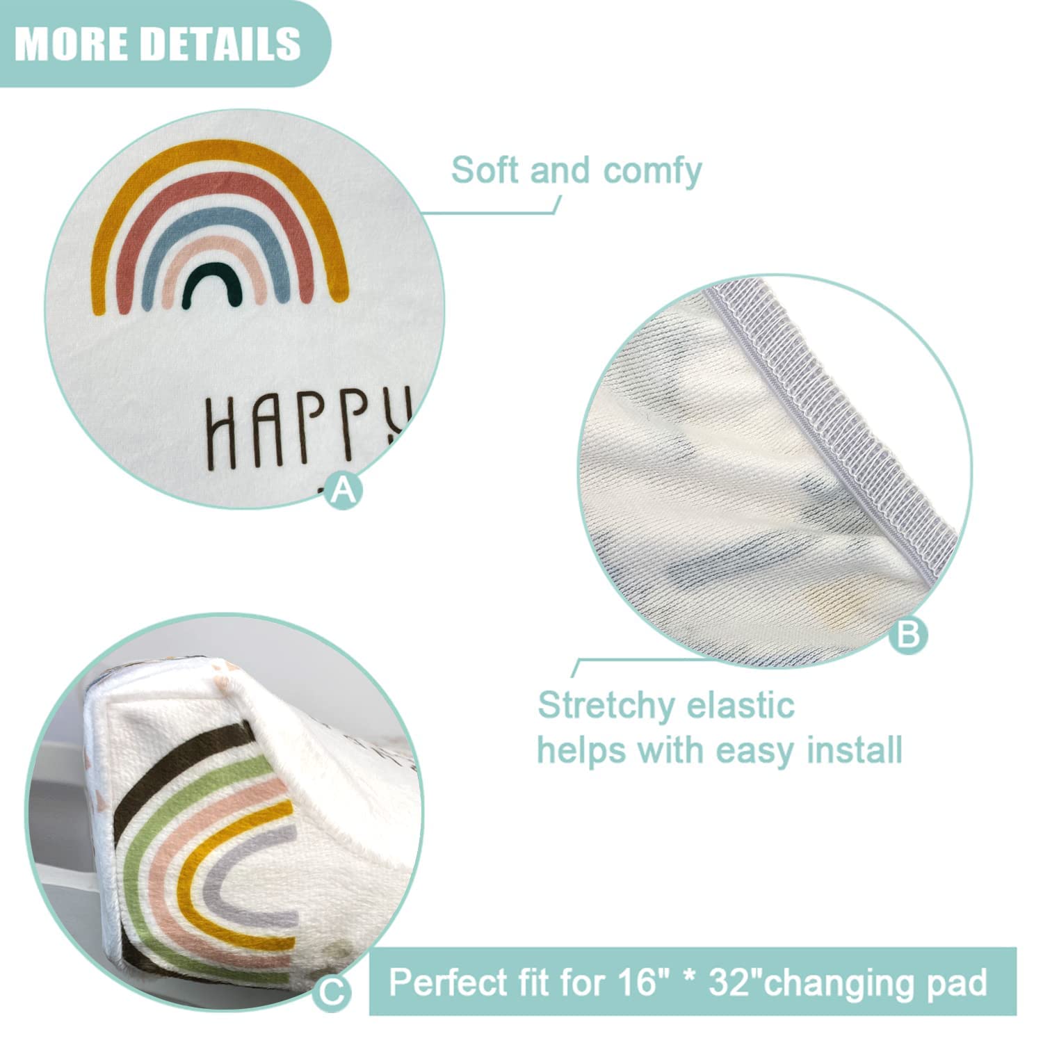 iEvolve Changing Pad Cover Ultra Soft Minky Dots Changing Table Cover Breathable Changing Table Sheet Diaper Changing Pad Cover for Baby Boys Girls (Rainbow)