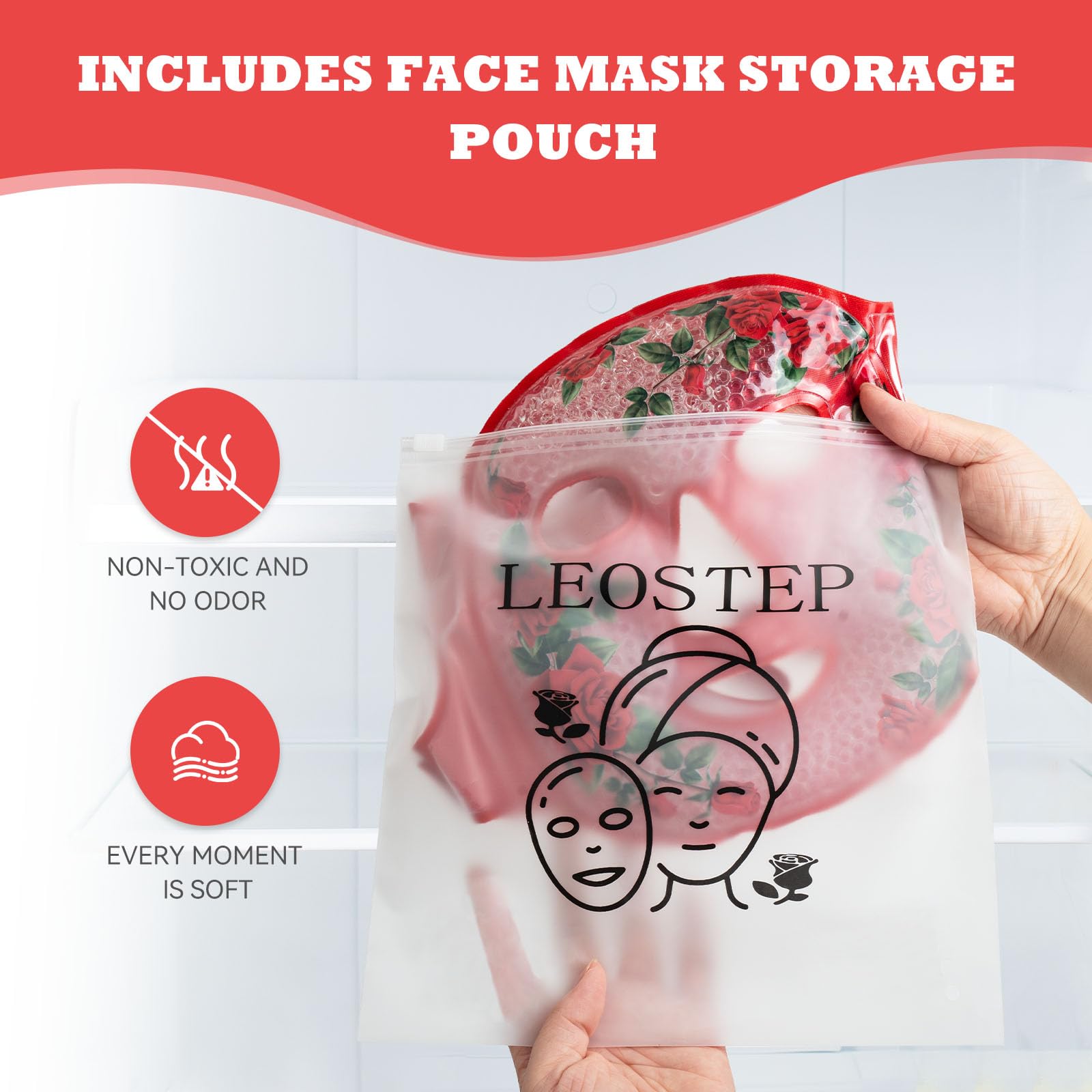 LEOSTEP Cooling Face Mask lce Face Mask Gel Beads Hot Cold Compress Pack Frozen Face Masks for Sleeping,Pressure,Puffiness,Headaches