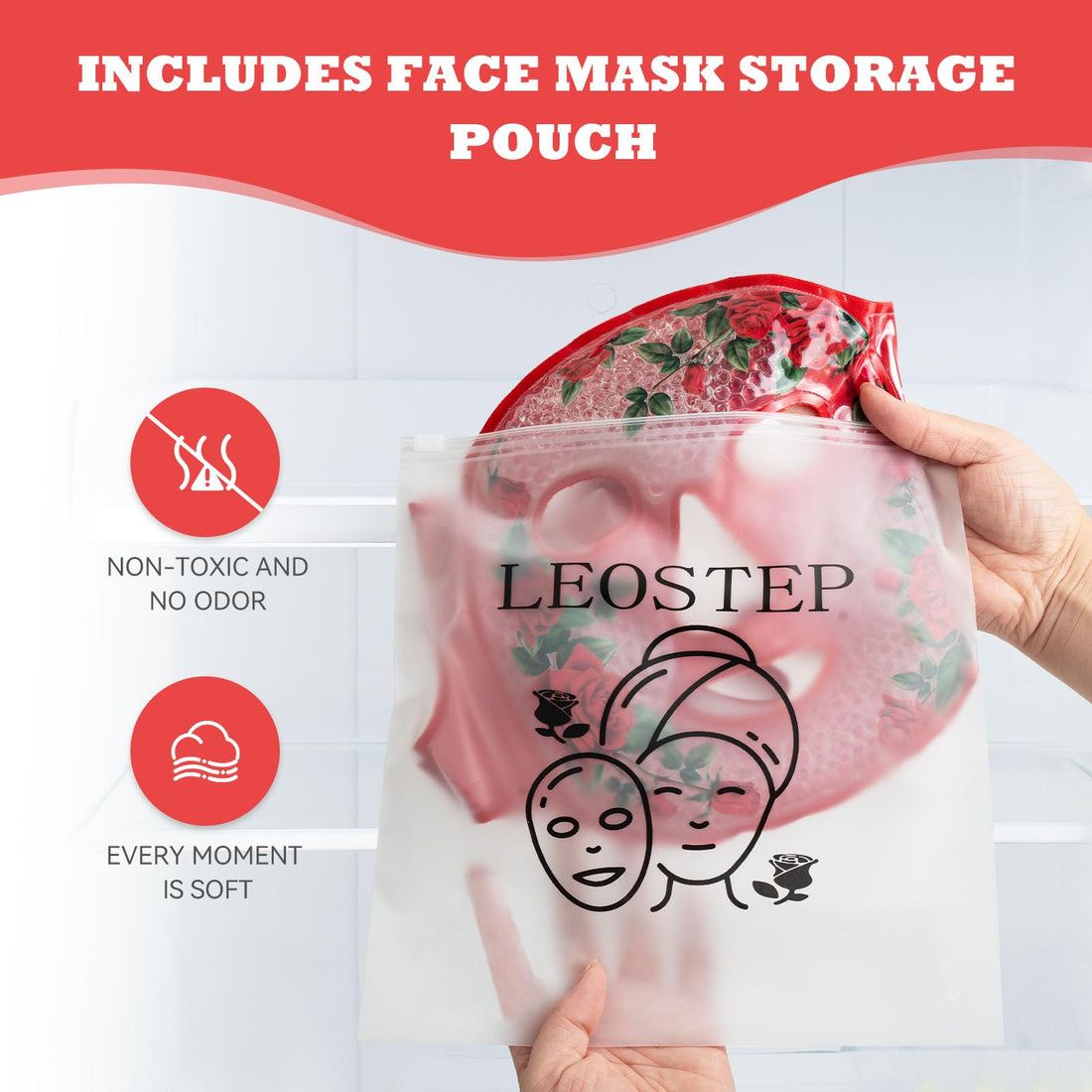 LEOSTEP Cooling Face Mask lce Face Mask Gel Beads Hot Cold Compress Pack Frozen Face Masks for Sleeping,Pressure,Puffiness,Headaches