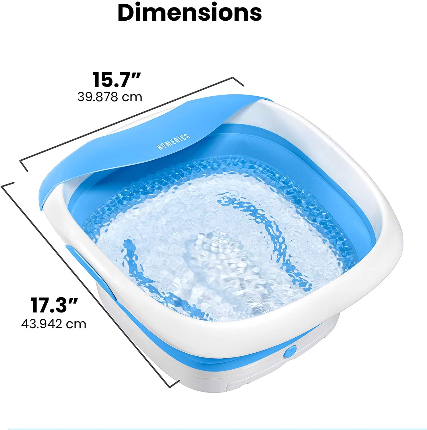 HoMedics Compact Pro Spa Collapsible Footbath with Heat, Vibration massage, Acu-node surface, Safe for use with Epsom salts, FB-350