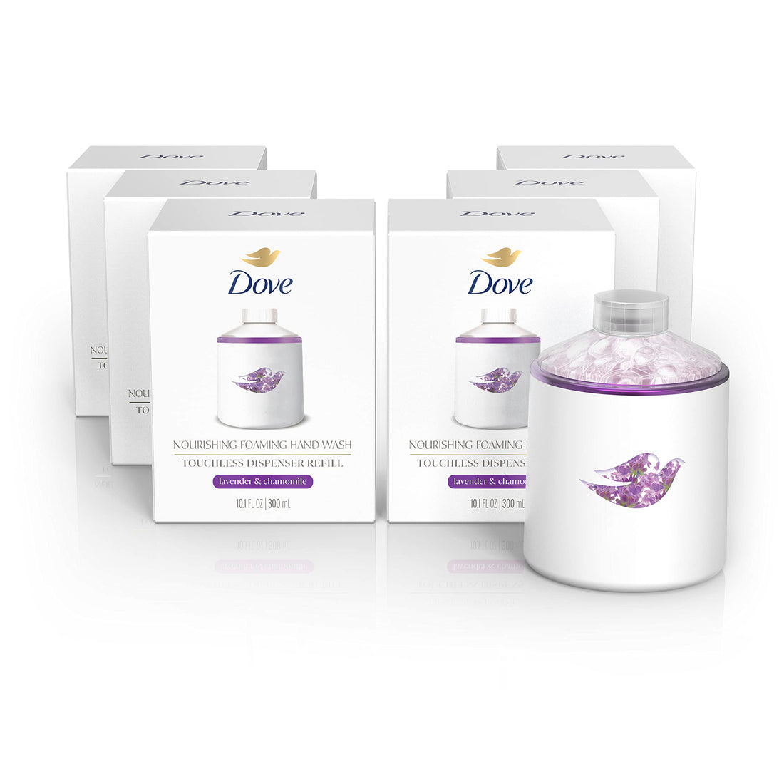 Dove Nourishing Foaming Hand Wash Touchless Dispenser Refill Lavender and Chamomile Moisturizing Hand Wash for Lasting Nourishment 10.1 oz 6-pack