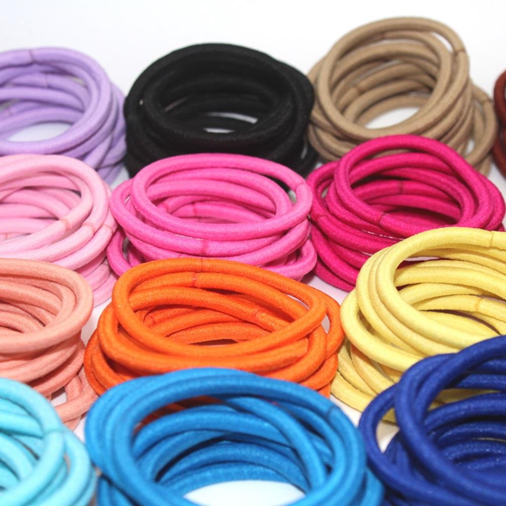 100 Pcs, Multi-Color: La Tartelette 4 Mm Elastic Bands Hair Ties Children Rubber Hair Headbands - 100 Pcs (Mixed Color)