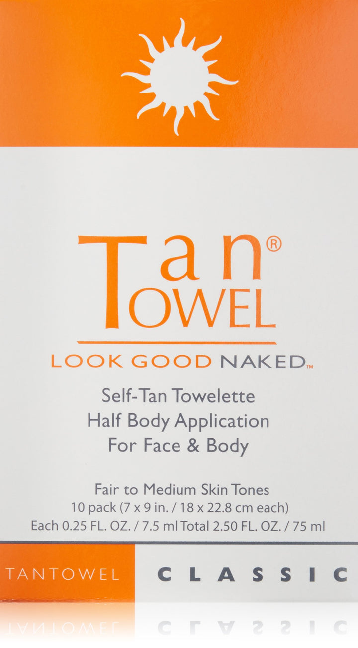 Tan Towel Half Body Towelettes, Classic 0.25 Fl. Oz. (Pack of 10)