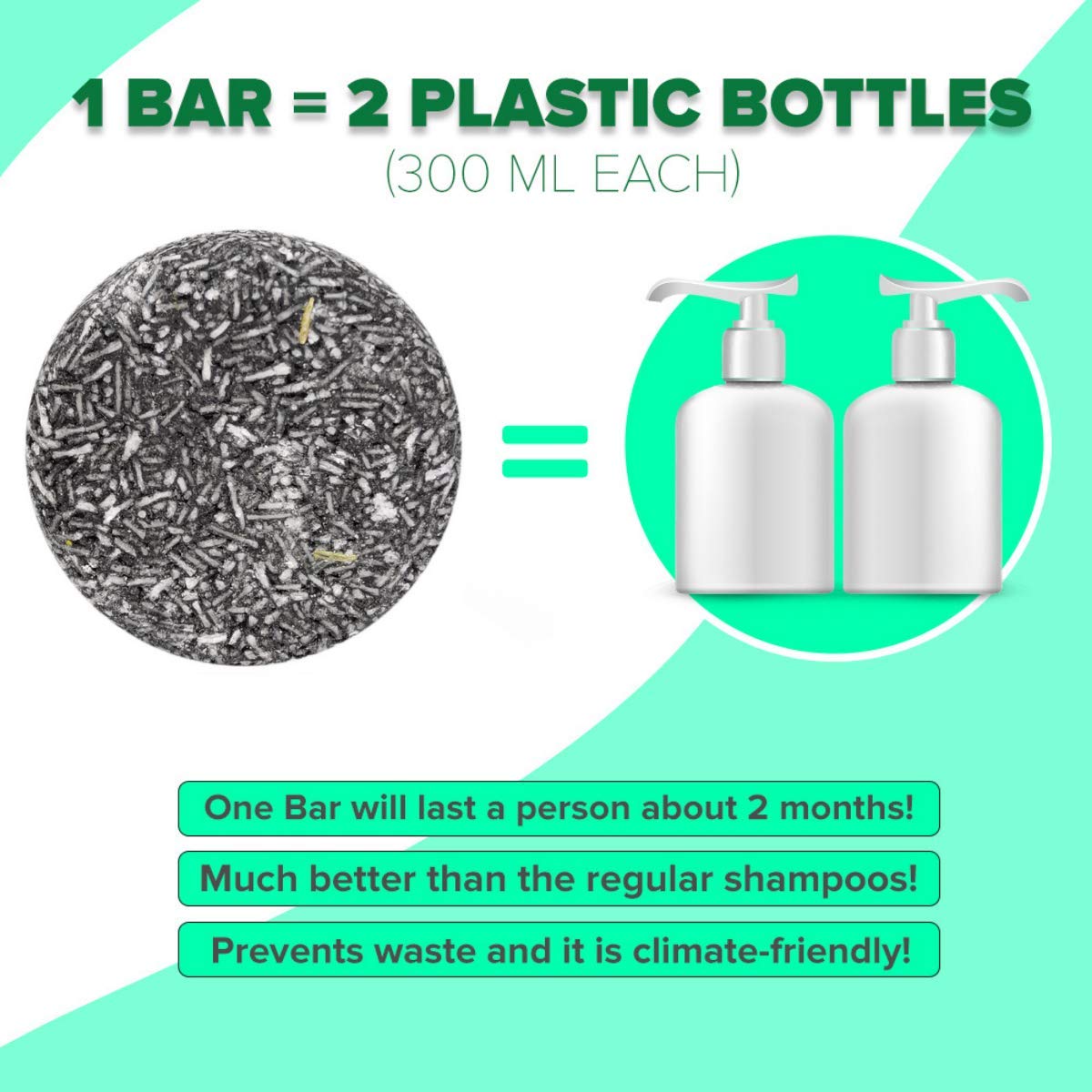 BAMBOEARTH Solid Shampoo Bar And Conditioner Effect Hair Soap – 100% Organic Shampoo Bars For Hair With All Natural Plant Based Essential Oils And Zero Waste Biodegradable Packaging (Bamboo Charcoal)